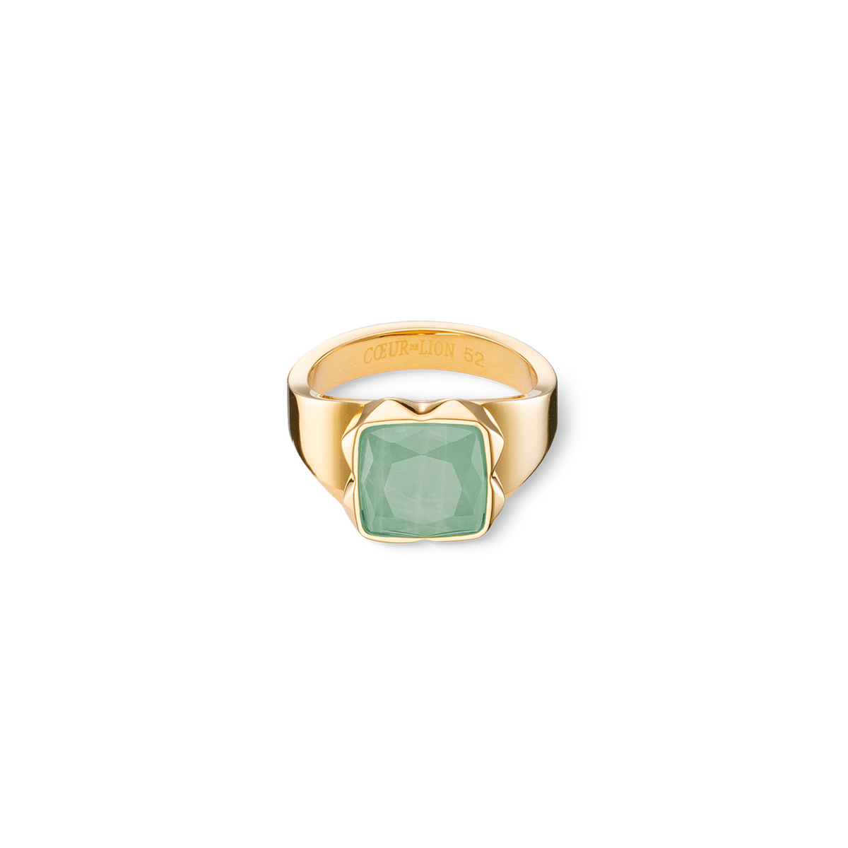Ring Spikes Square Aventurine gold-green
