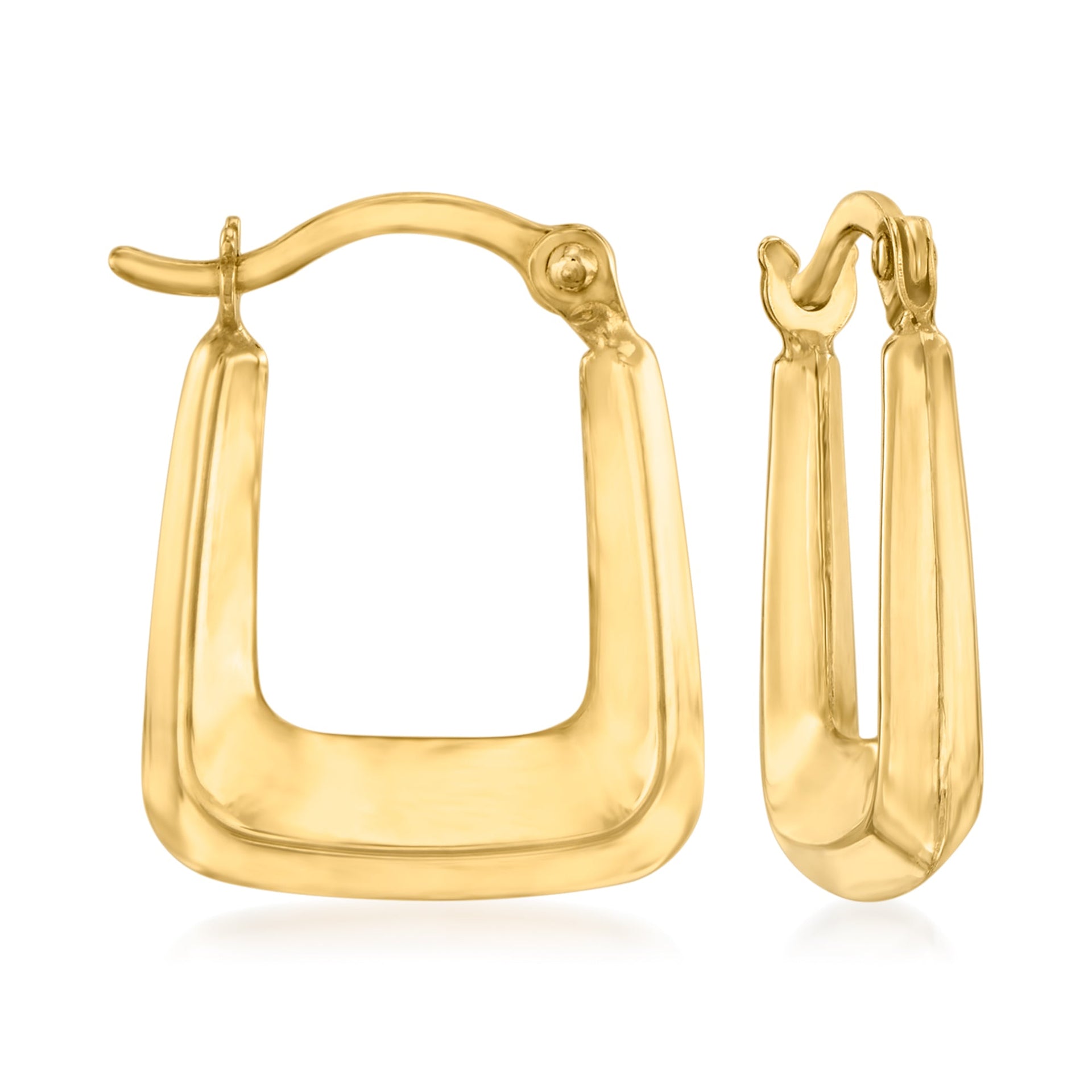 10kt Yellow Gold Squared Huggie Hoop Earrings