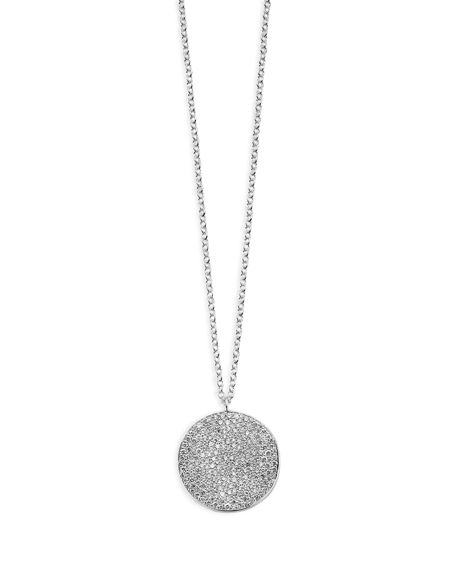 Sterling Silver Stardust Diamond Large Flower Disc Pendant Necklace, 16-18'