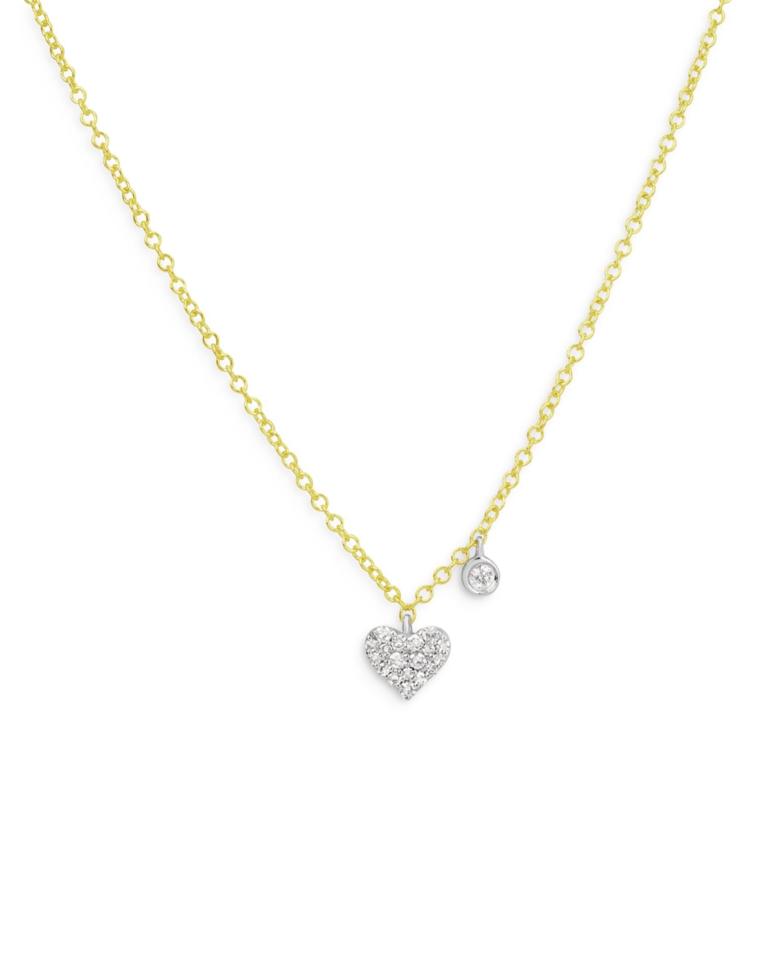 14K Yellow Gold Diamond Heart Pendant Necklace, 18'