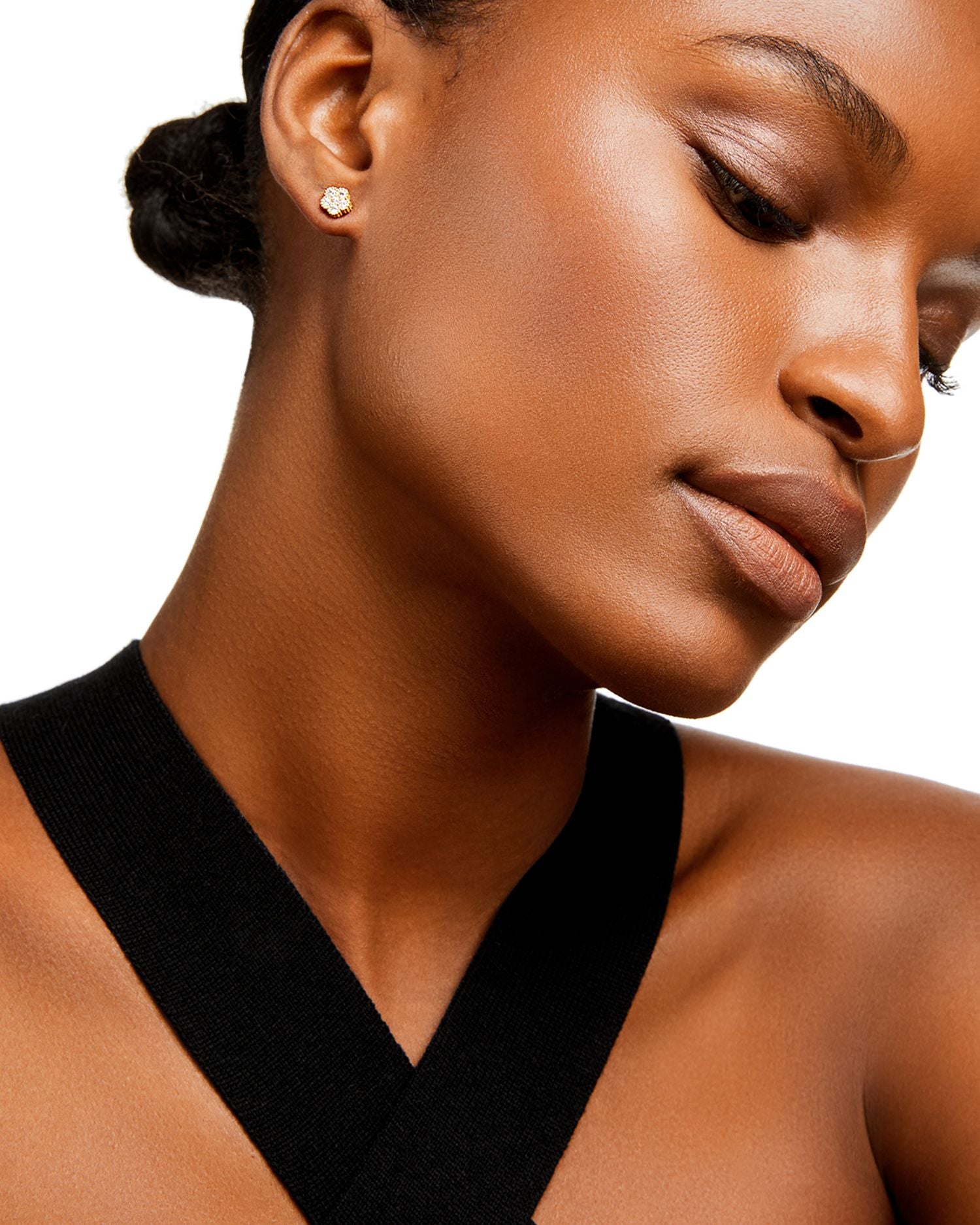 18K Yellow Gold Daisy Diamond Flower Stud Earrings - Exclusive