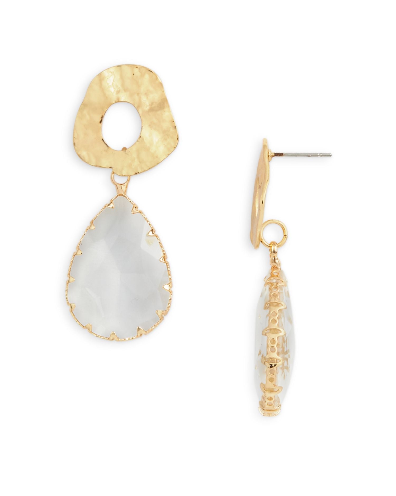 Hammered Ring & Crystal Drop Earrings - Exclusive
