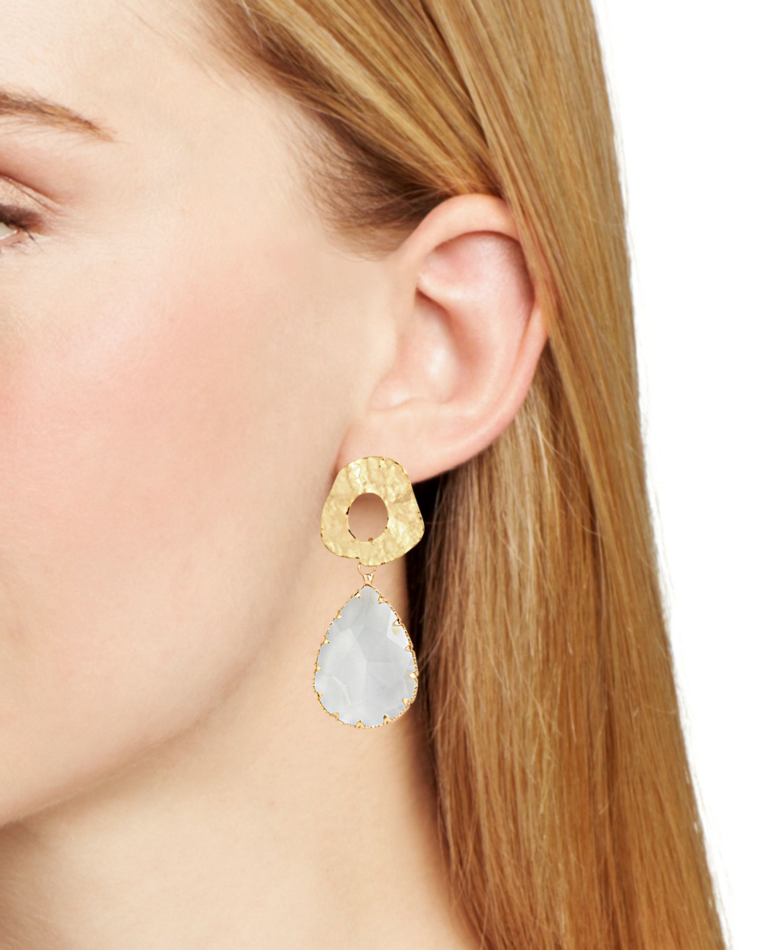 Hammered Ring & Crystal Drop Earrings - Exclusive