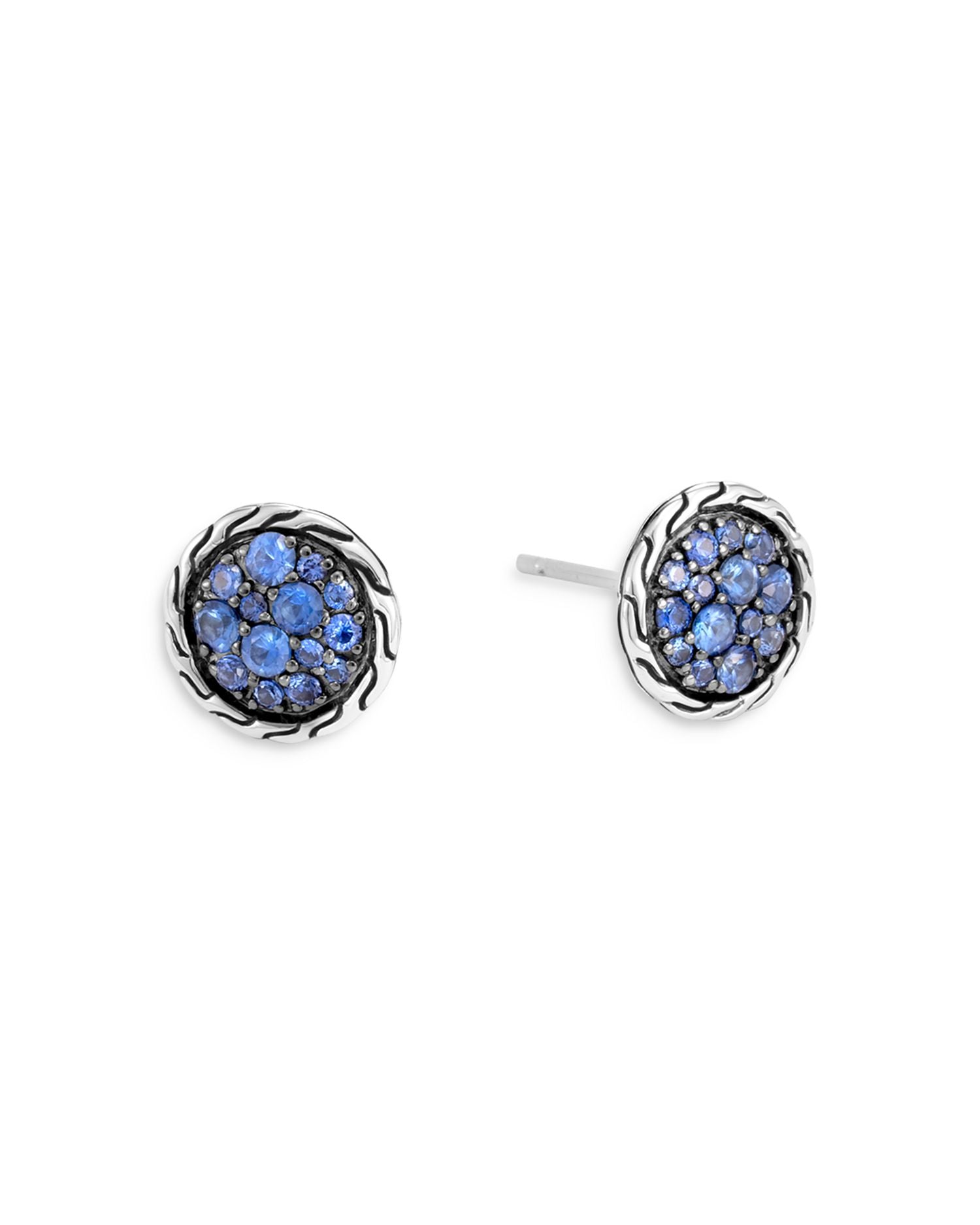 Sterling Silver Classic Chain Blue Sapphire Stud Earrings