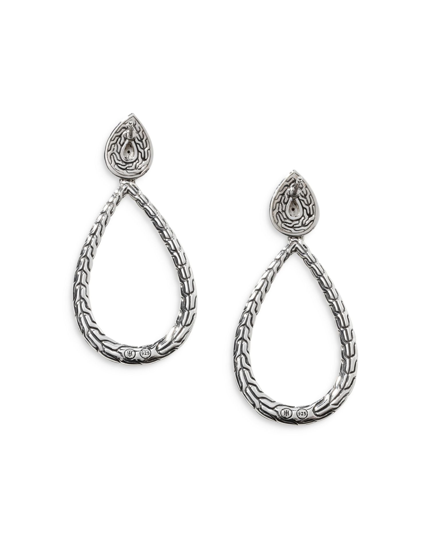 アリア Sterling Silver Classic Chain Drop Earrings with Black