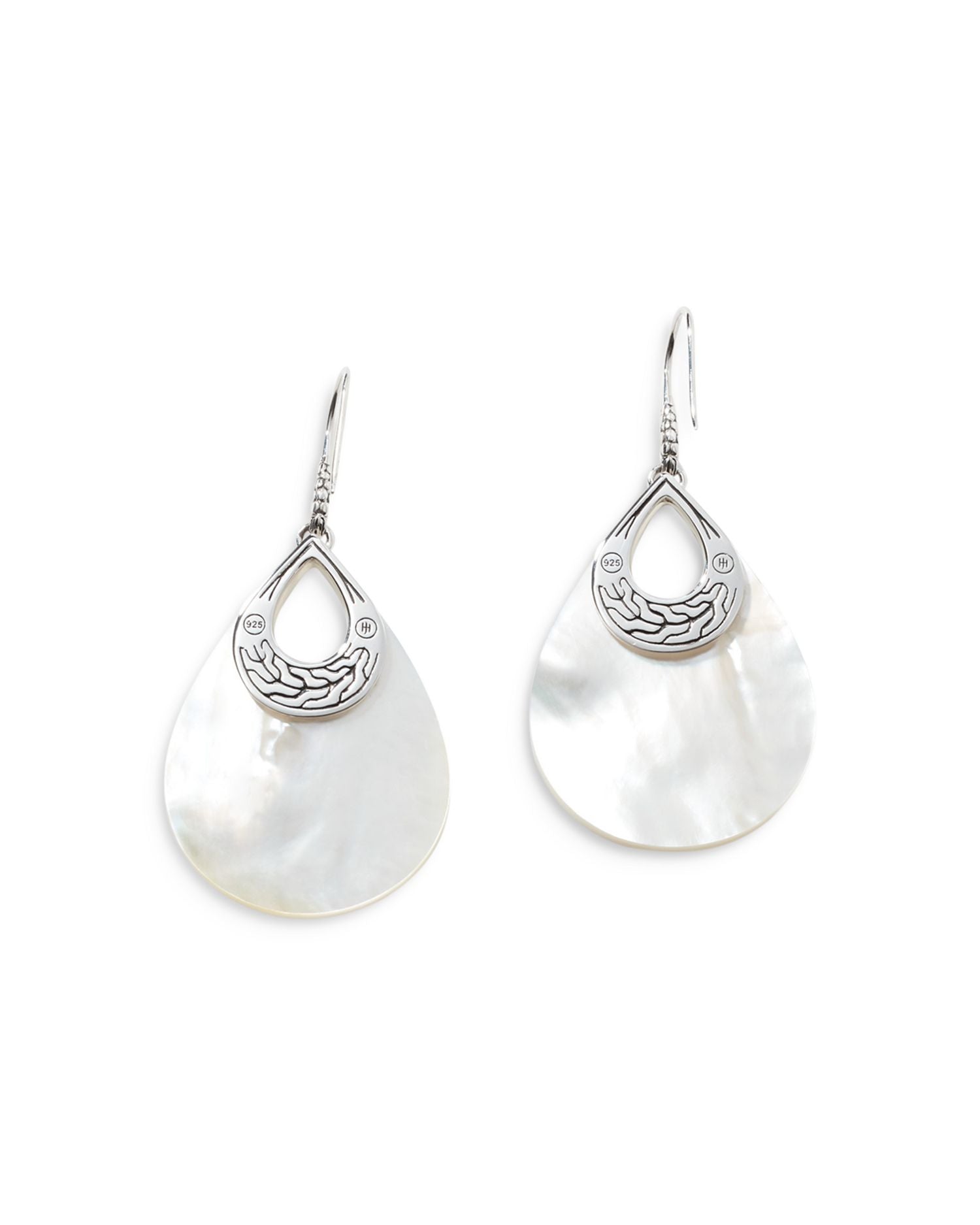 Sterling Silver Dot Drop Earrings with Mother-of-Pearl