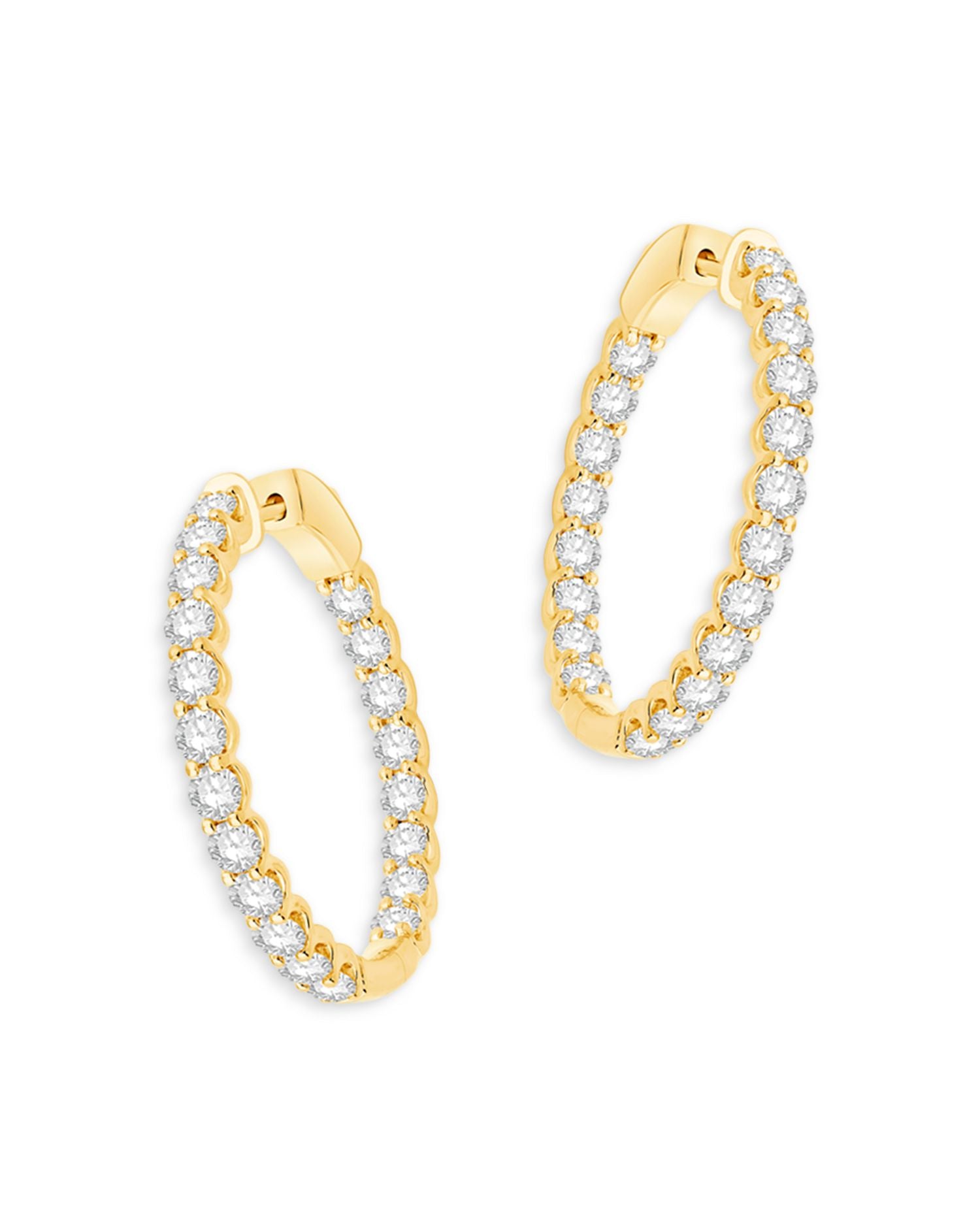 Diamond Inside Out Hoop Earrings in 14K Yellow Gold, 3.50 ct. t.w. - Exclusive