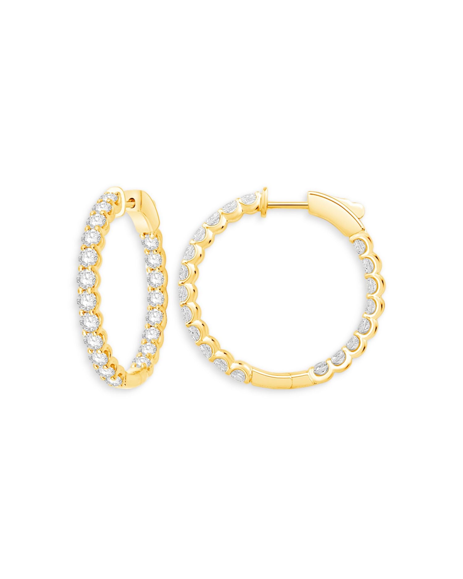 Diamond Inside Out Hoop Earrings in 14K Yellow Gold, 3.50 ct. t.w. - Exclusive