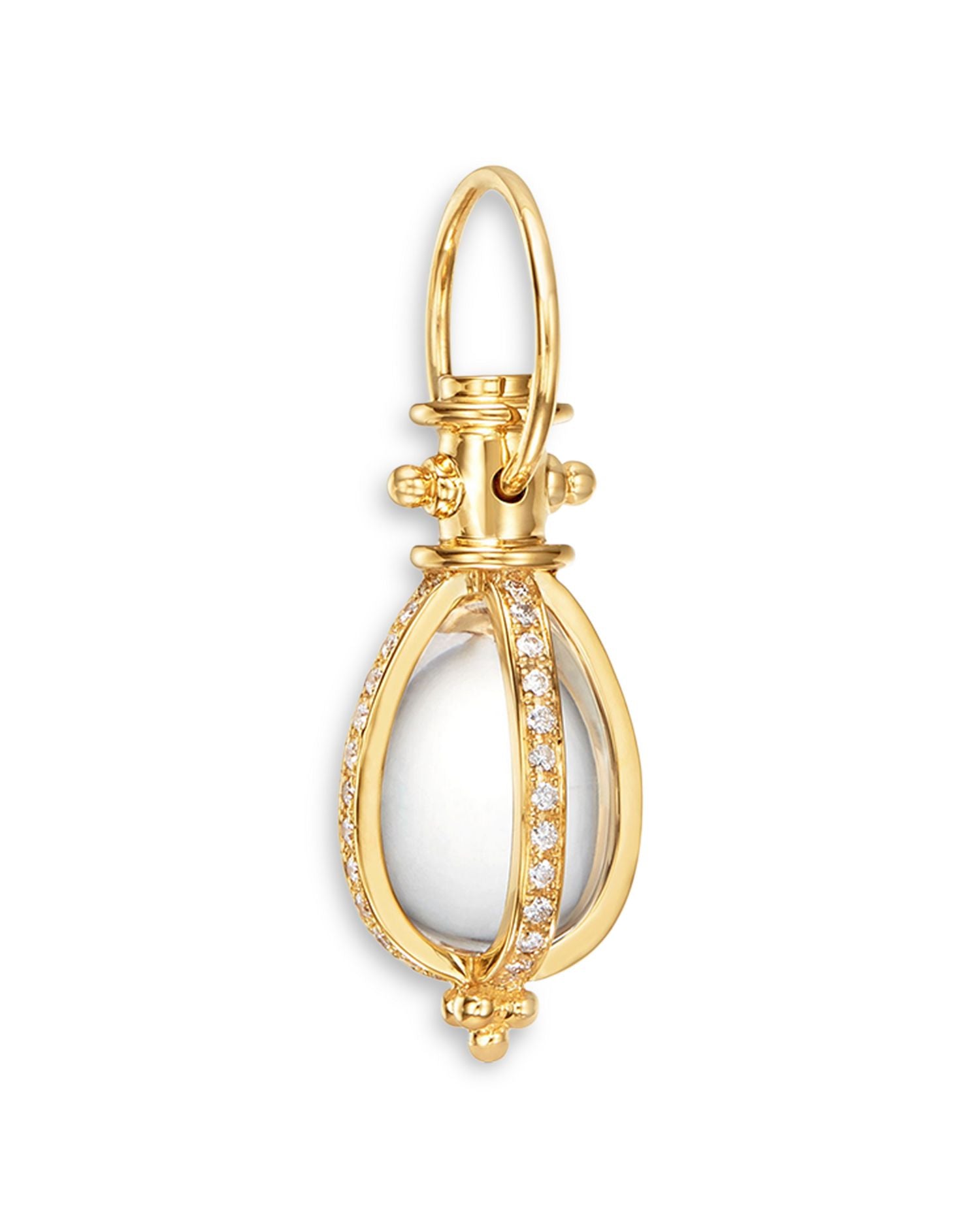 18K Yellow Gold Crystal & Diamond Pavé Amulet Pendant