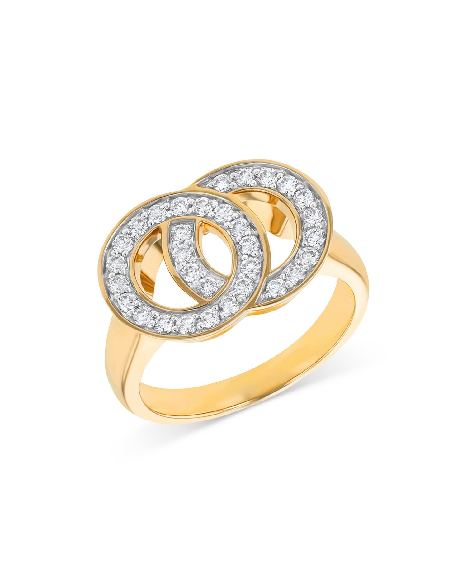 Diamond Double Circle Ring in 14K Yellow Gold, 0.45 ct. t.w. - Exclusive