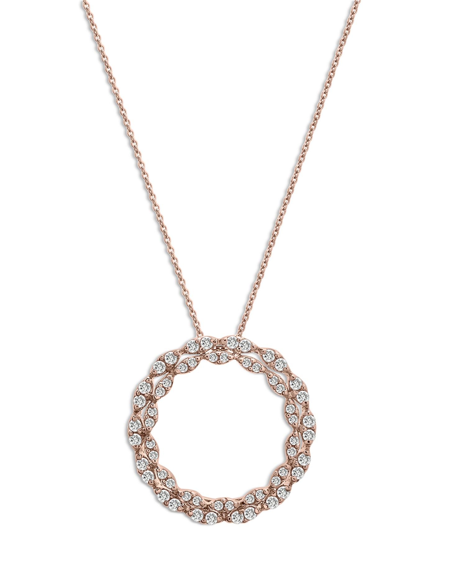 Diamond Circle Pendant Necklace in 14K Rose Gold, 0.30 ct. t.w. - Exclusive