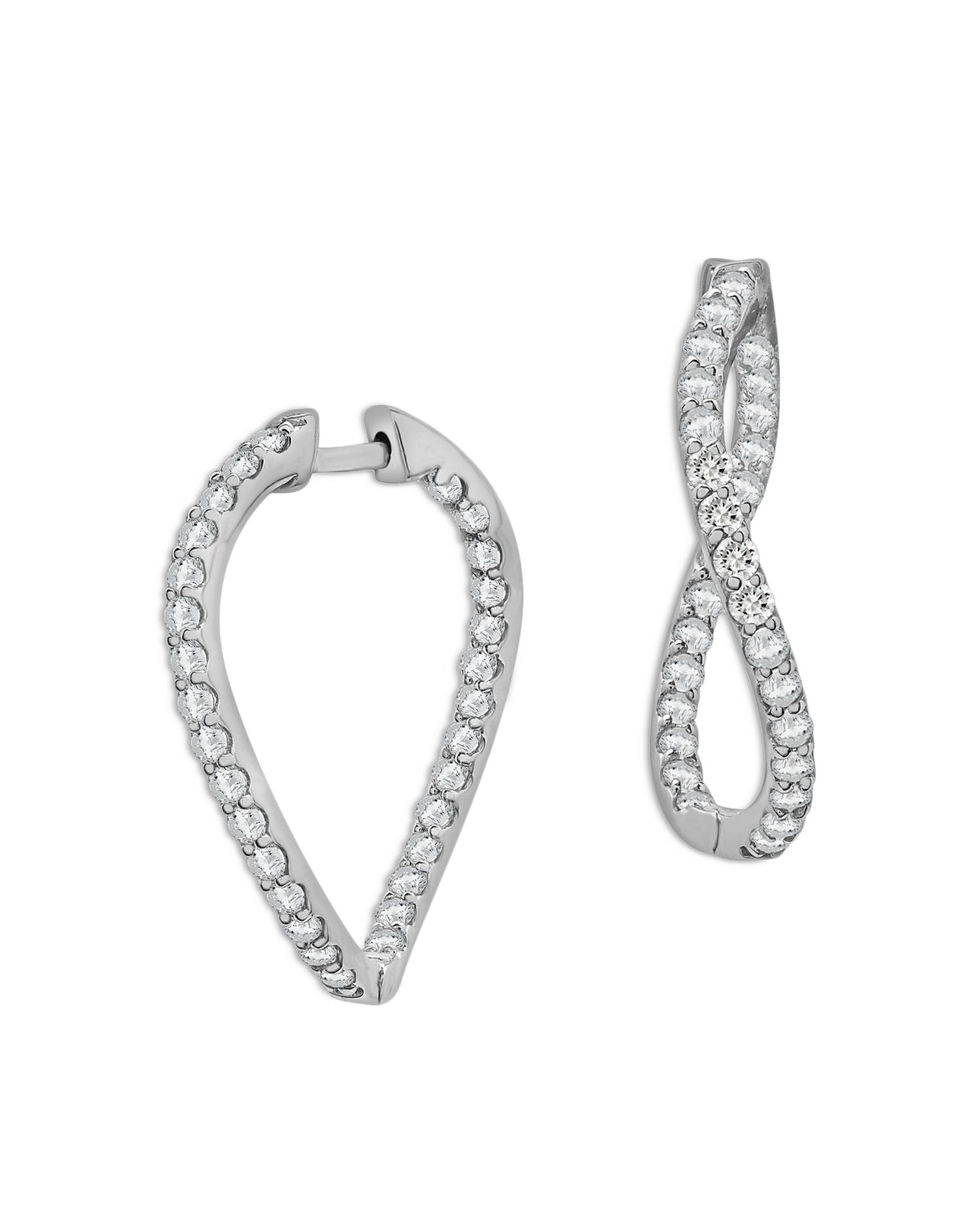 Diamond Twist Hoop Earrings in 14K White Gold, 1.0 ct. t.w. - Exclusive