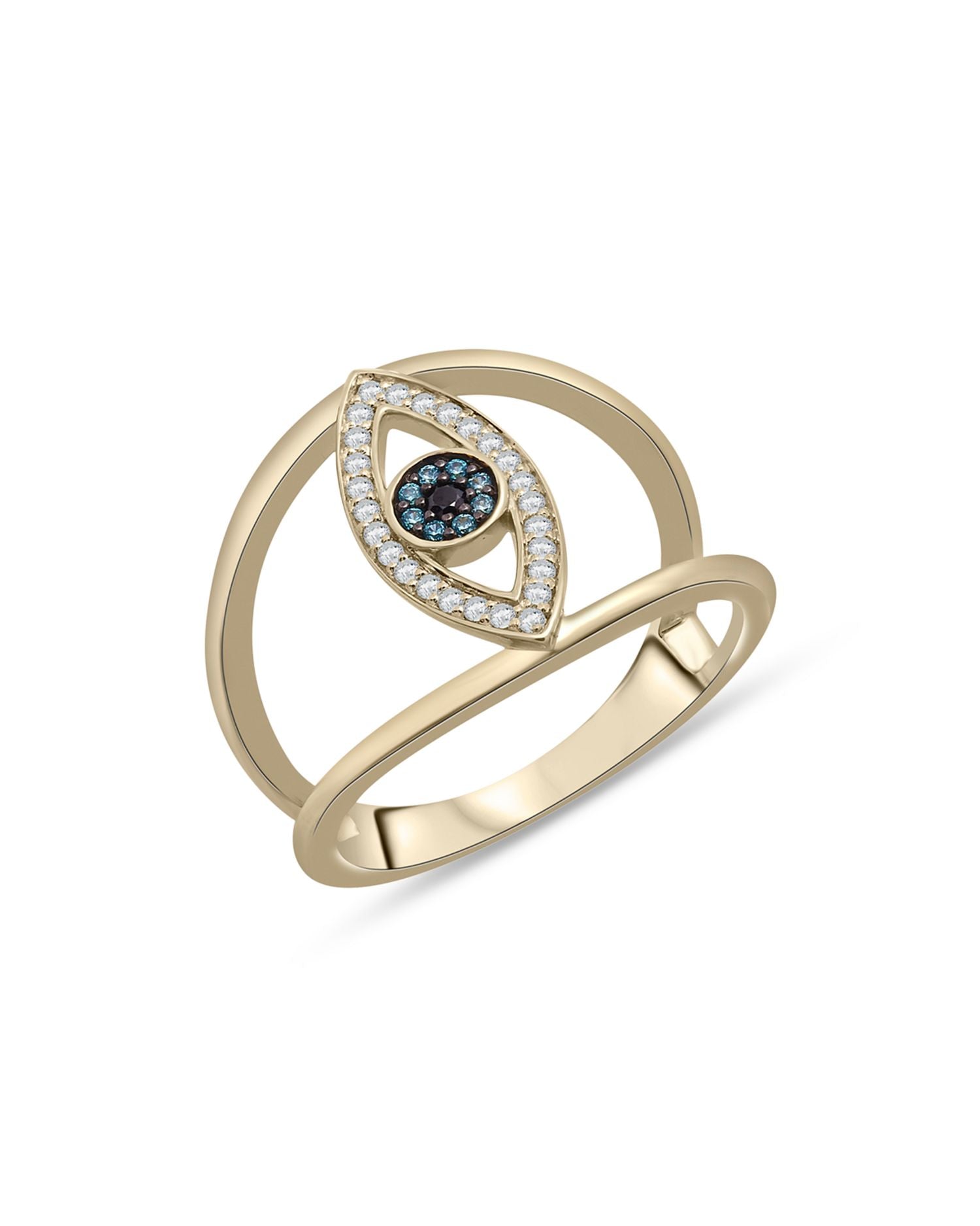 Multicolor Diamond Evil Eye Ring in 14K Yellow Gold, 0.15 ct. t.w. - Exclusive