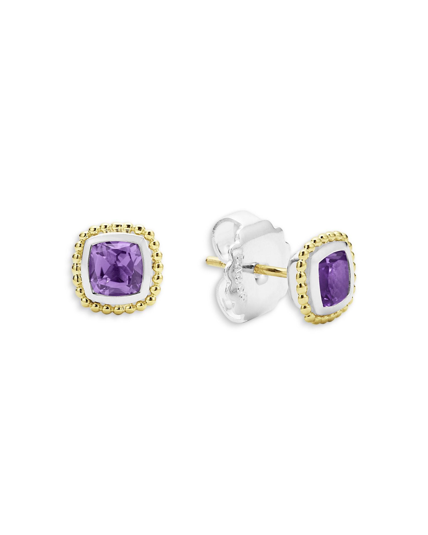 18K Yellow Gold & Sterling Silver Rittenhouse Amethyst Stud Earrings