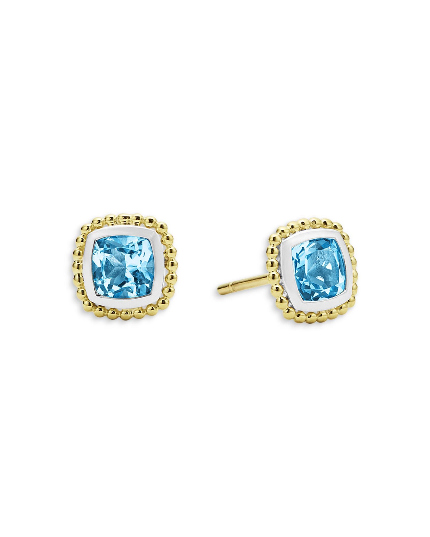 18K Yellow Gold & Sterling Silver Rittenhouse Blue Topaz Stud Earrings