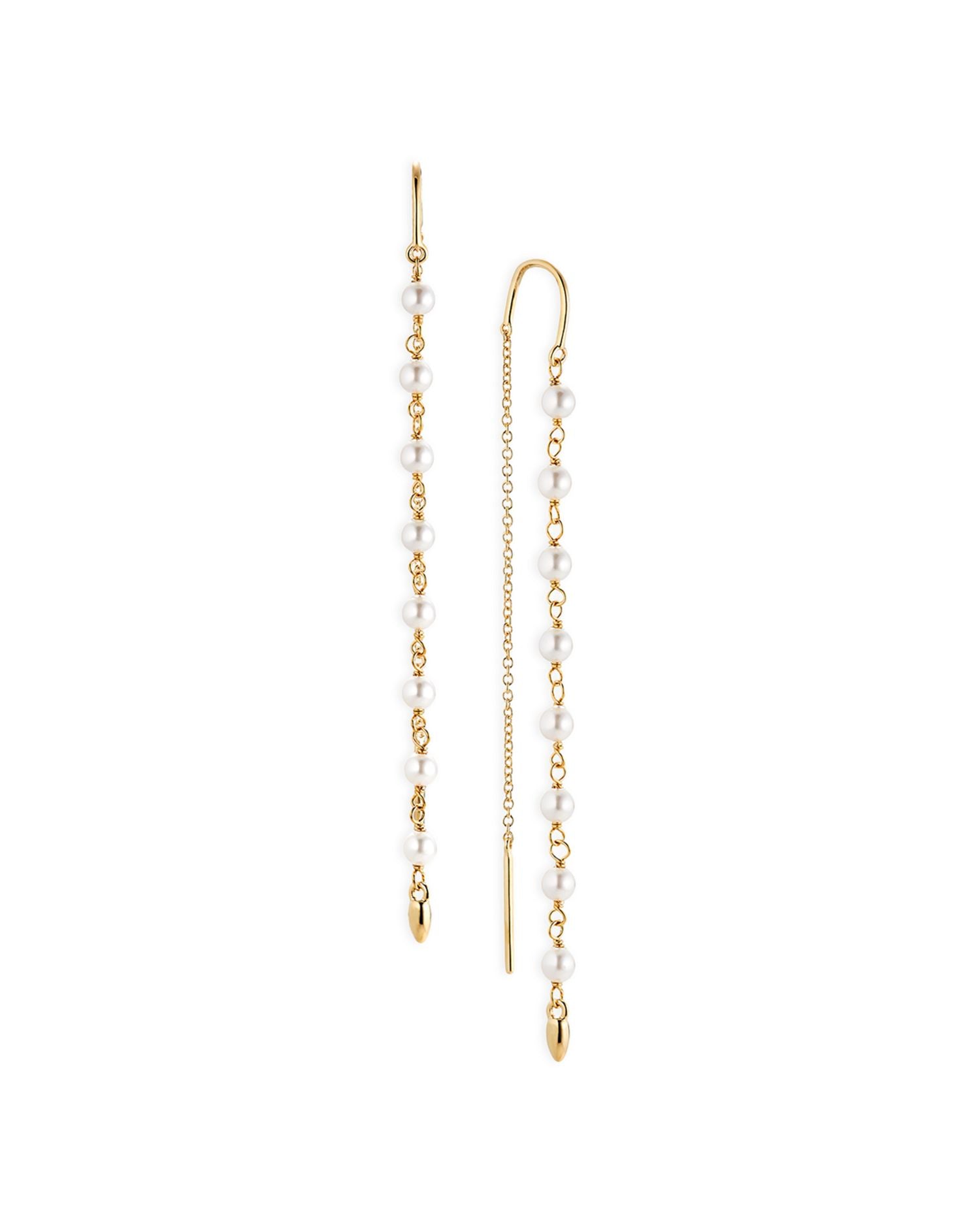 La Vie Nacre Pearl Threader Earrings in 18K Gold Plated