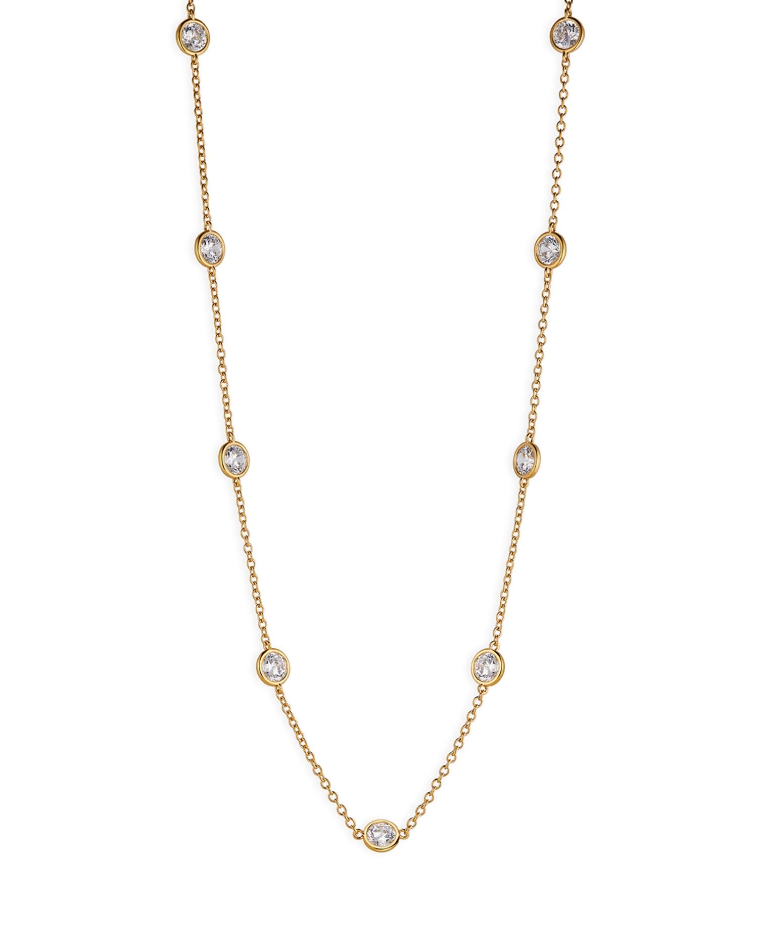 Elevate Cubic Zirconia Station Necklace in 18K Gold Plated, 16'-18'
