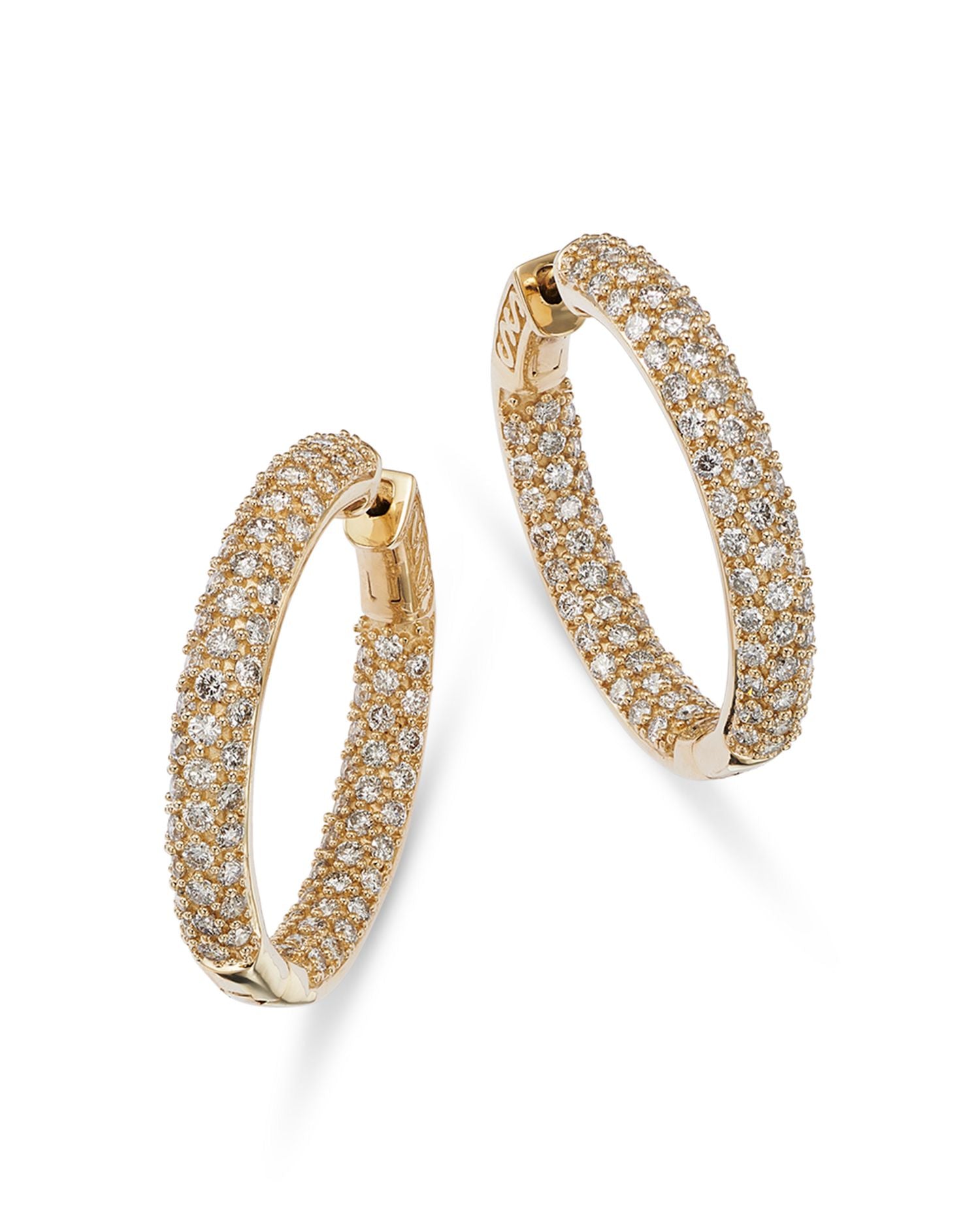 Diamond Pavé Inside Out Hoop Earrings in 14K Yellow Gold, 3.0 ct. t.w. - Exclusive