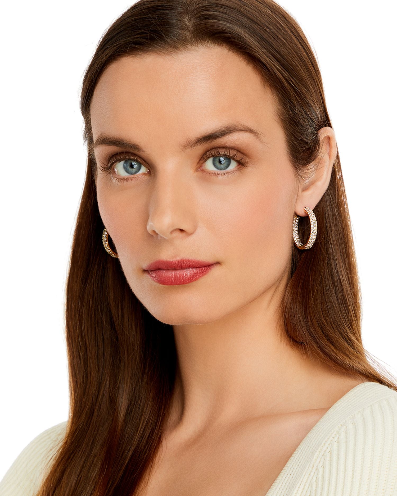 Diamond Pavé Inside Out Hoop Earrings in 14K Yellow Gold, 3.0 ct. t.w. - Exclusive