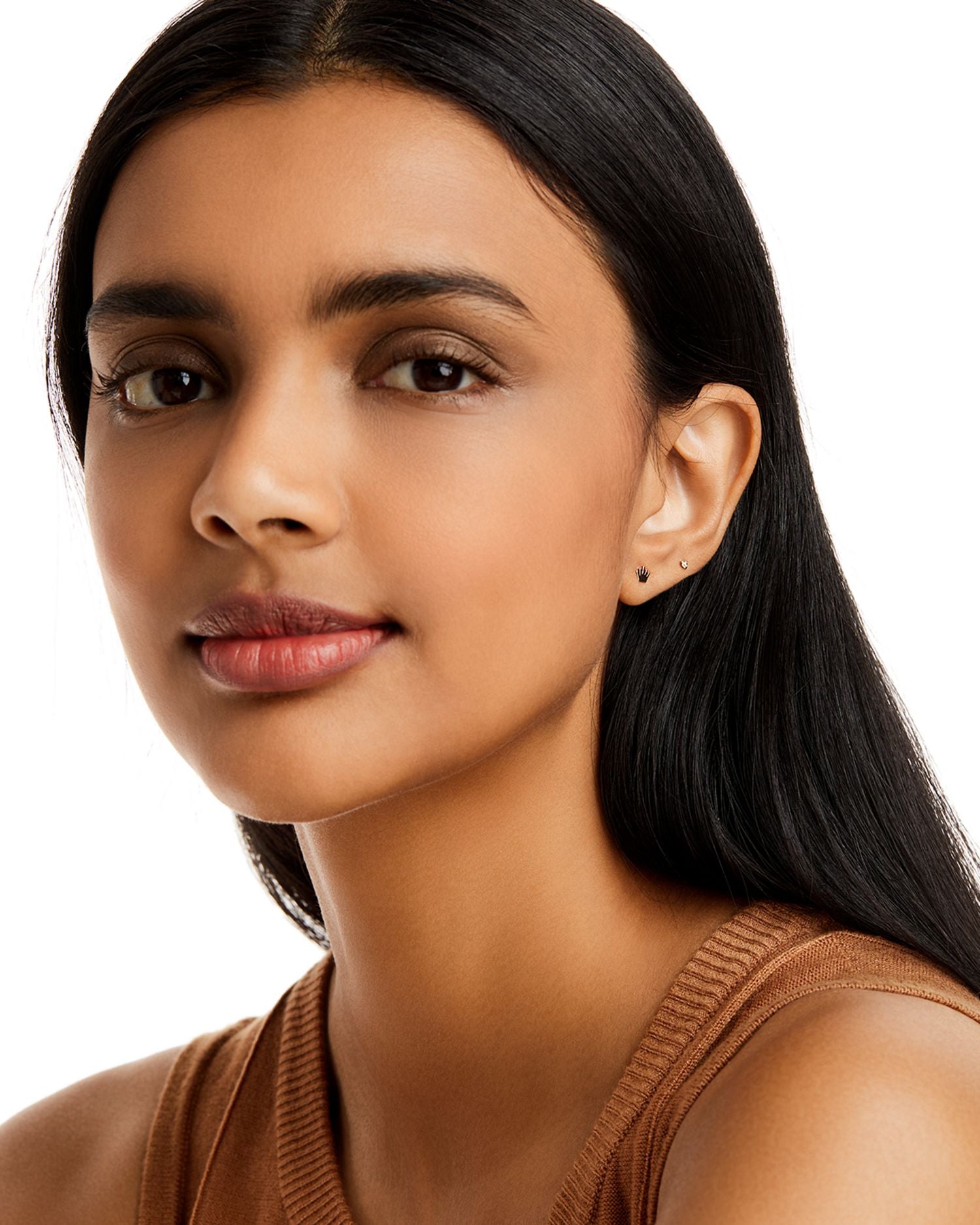 14K Yellow Gold Itty Bitty Symbols Crown Single Stud Earring