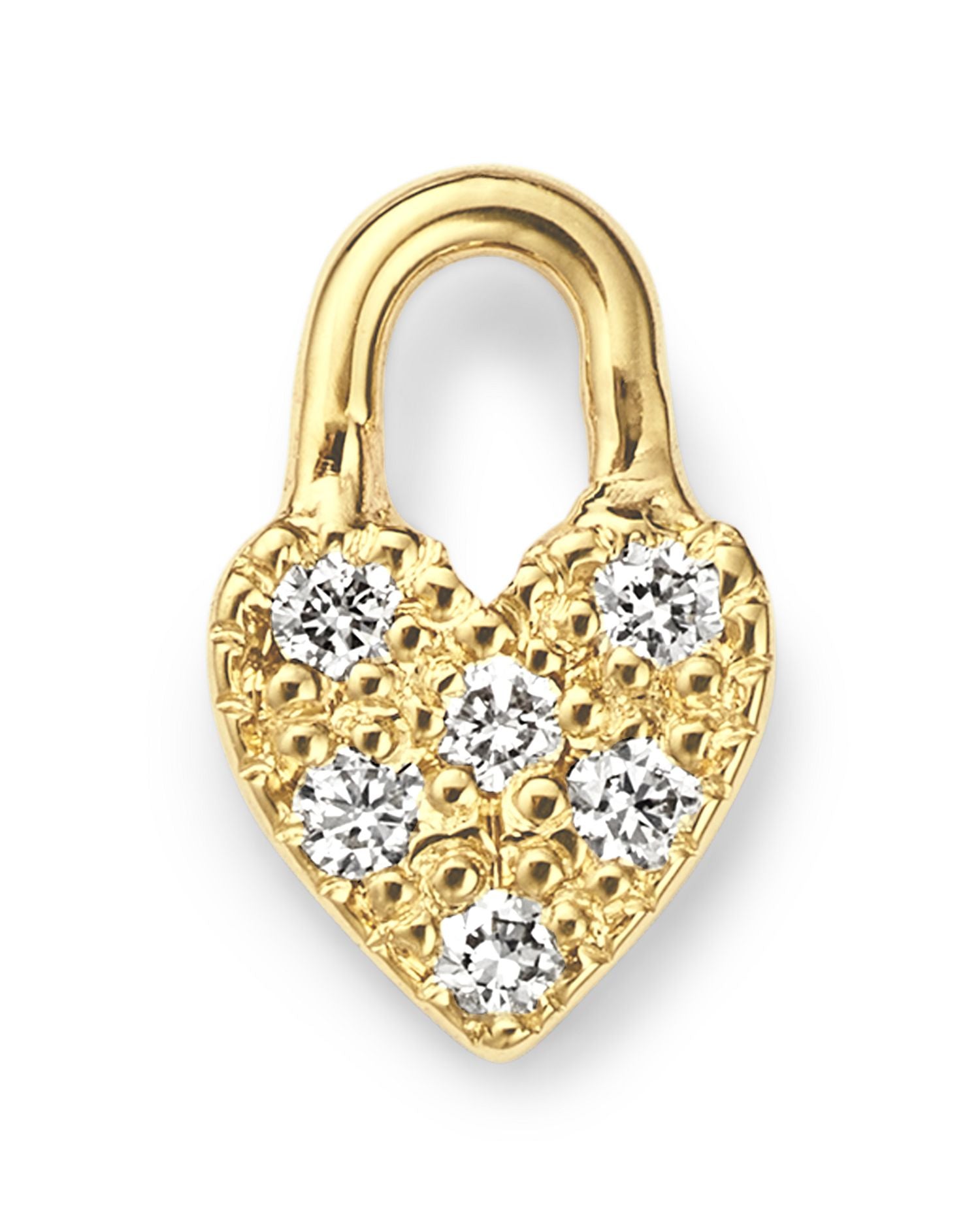 14K Yellow Gold Itty Bitty Symbols Heart Padlock Single Stud Earring