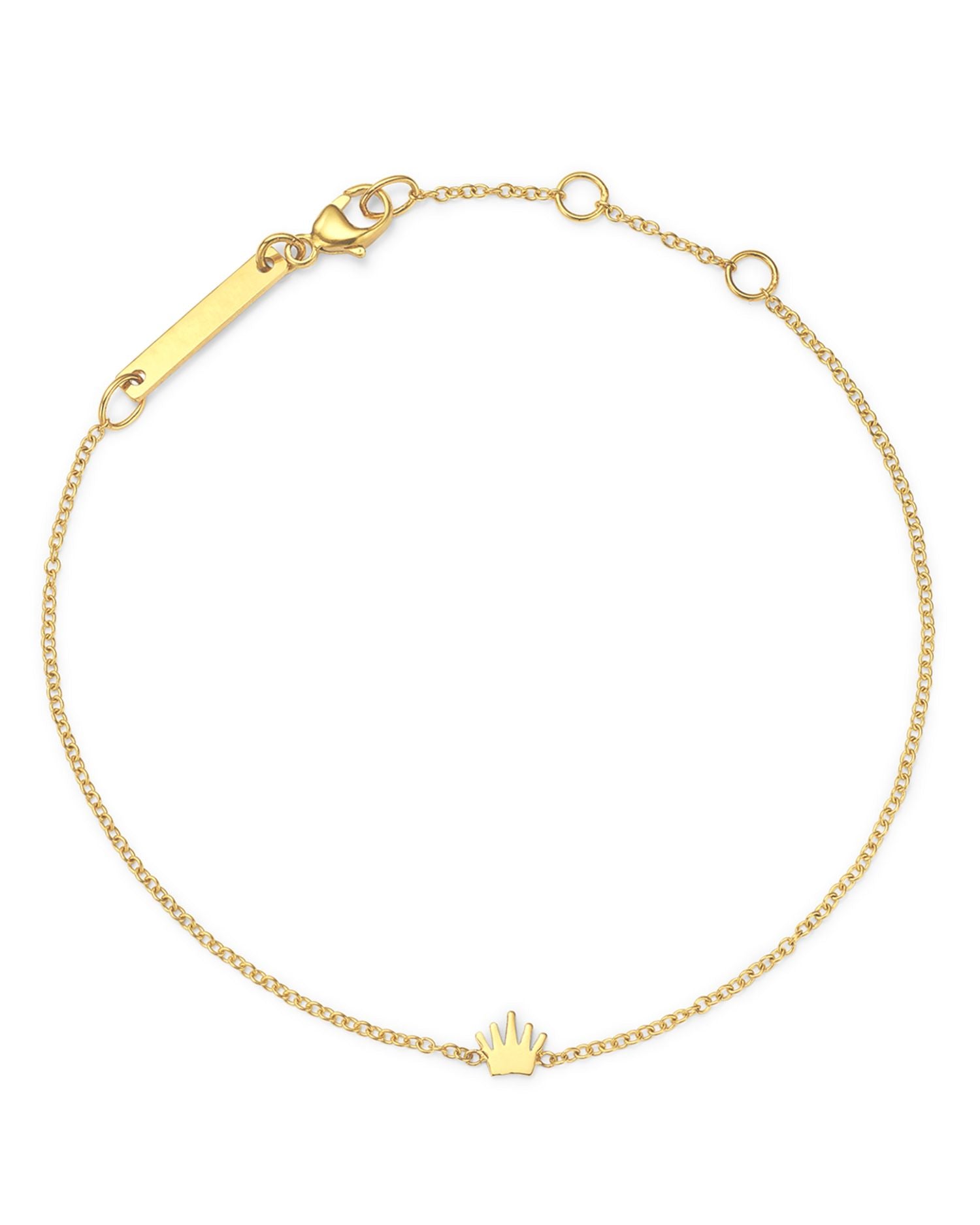 14K Yellow Gold Itty Bitty Symbols Crown Chain Bracelet