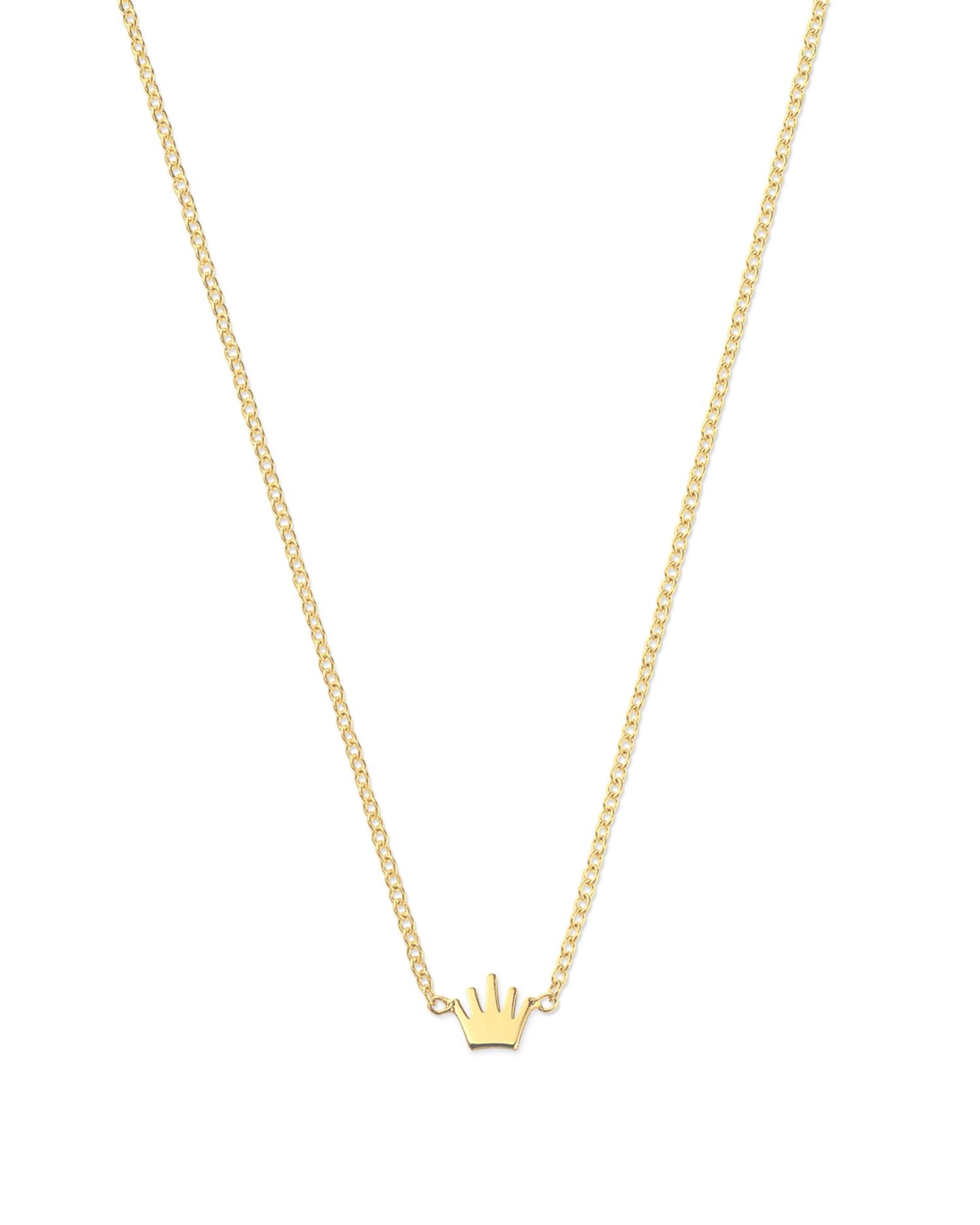 14K Yellow Gold Itty Bitty Symbols Crown Pendant Necklace, 14-16'