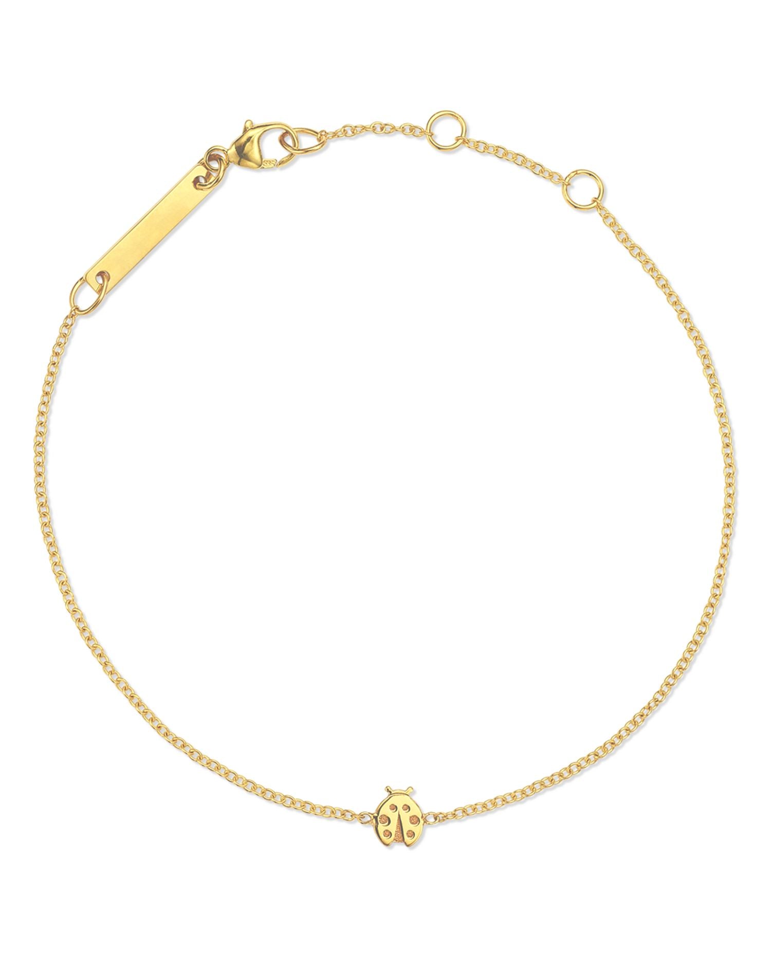 14K Yellow Gold Itty Bitty Symbols Ladybug Bracelet