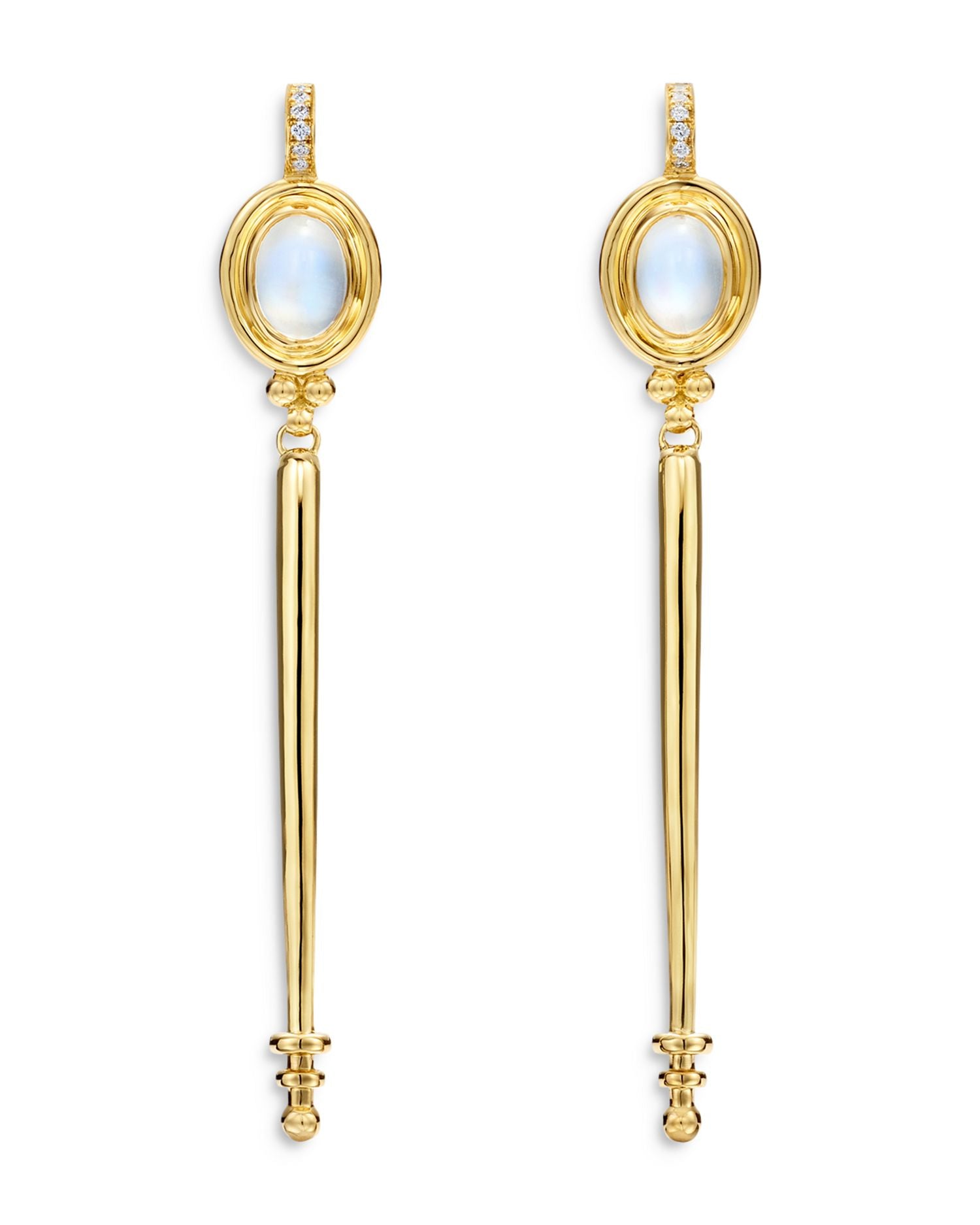 18K Yellow Gold Florence86 Blue Moonstone & Diamond Baton Drop Earrings