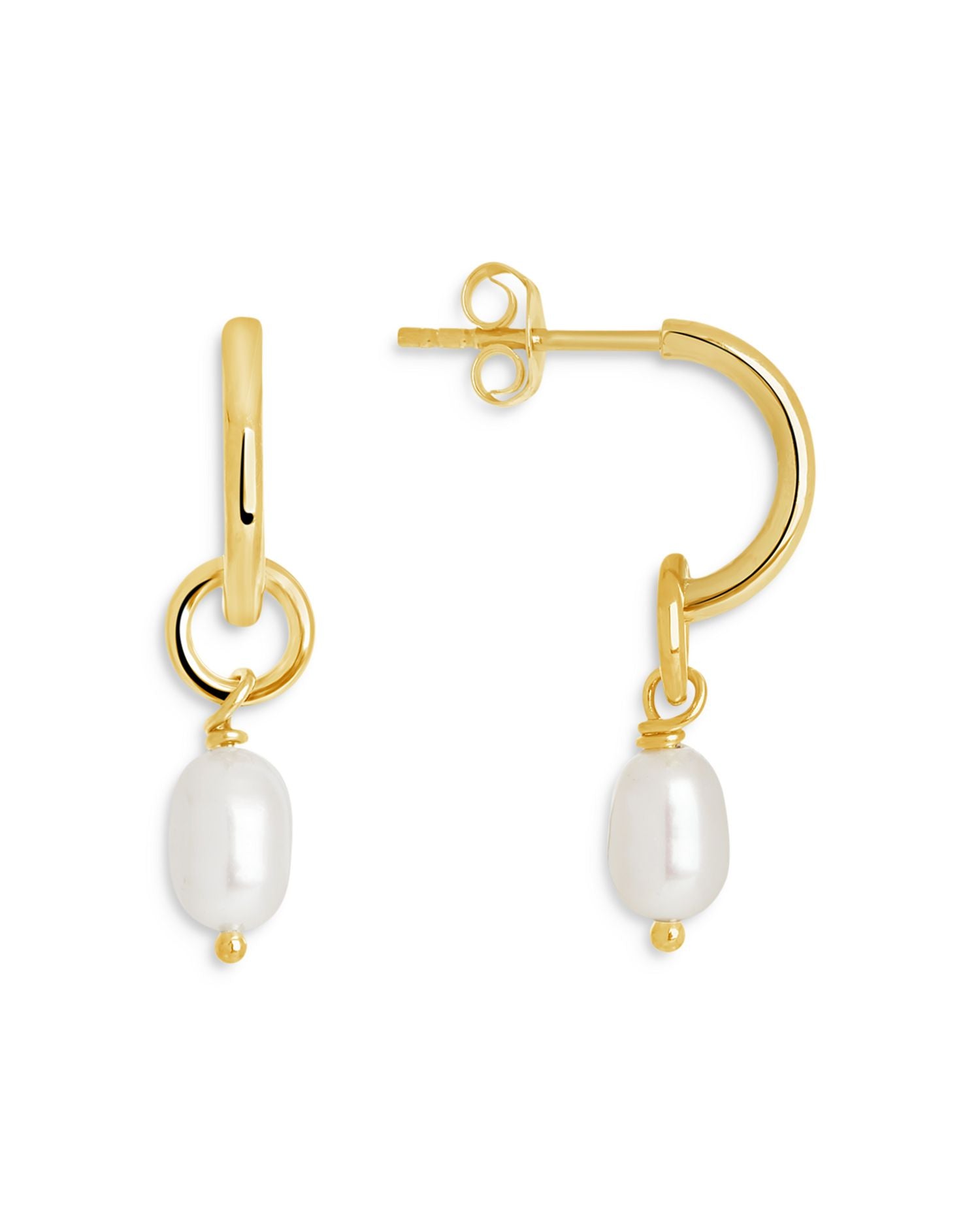 Sterling Silver Cultured Freshwater Pearl Hoop Earrings