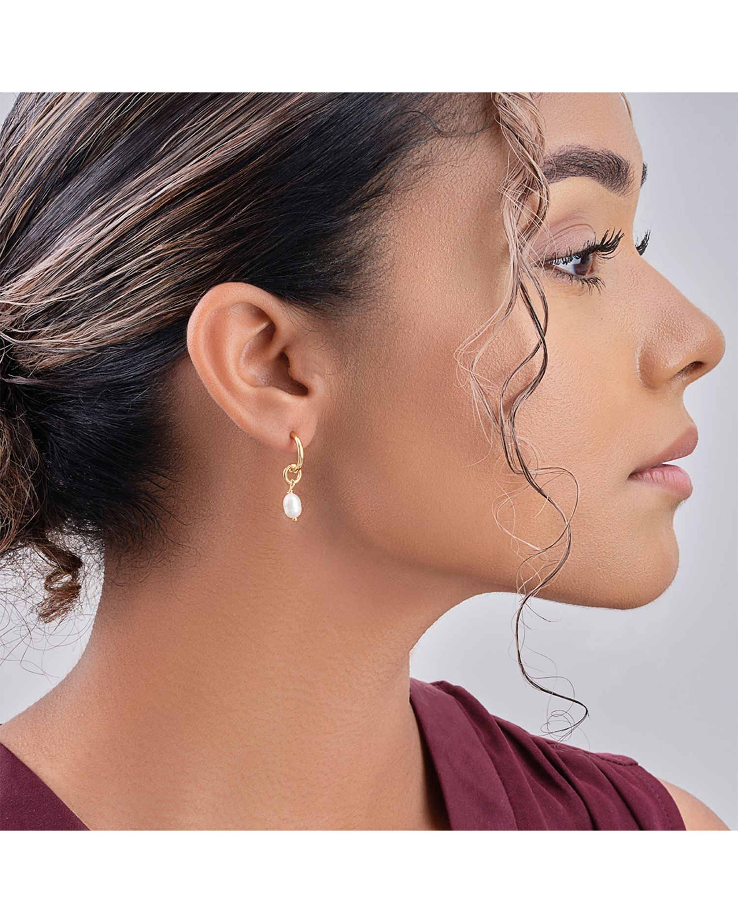 Sterling Silver Cultured Freshwater Pearl Hoop Earrings