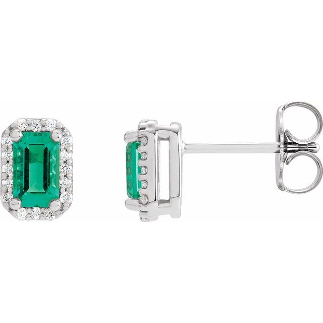 1.6Ct Emerald-Cut Lab-grown and Natural Diamond Halo Earrings in 14K Yellow Gold