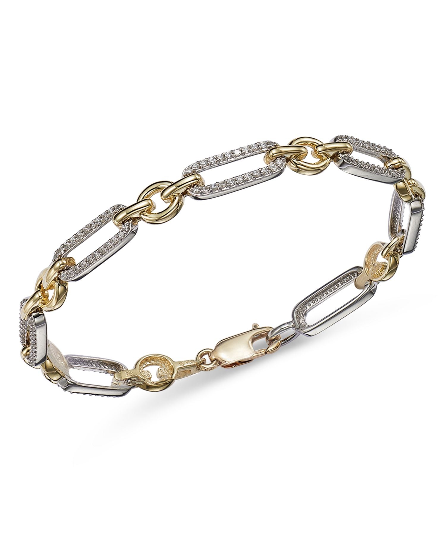 Diamond Paperclip Bracelet in 14K White & Yellow Gold, 1.0 ct. t.w. - Exclusive