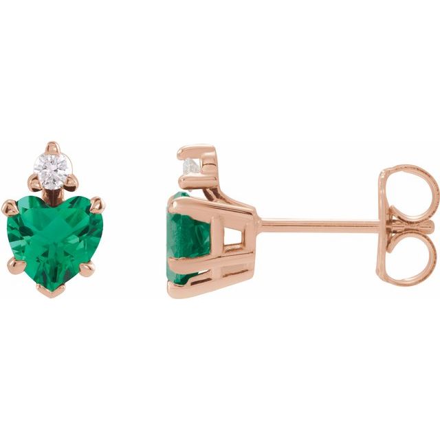 Emerald-Cut Lab-grown and Natural Diamond Stud Earrings in 14K Yellow Gold
