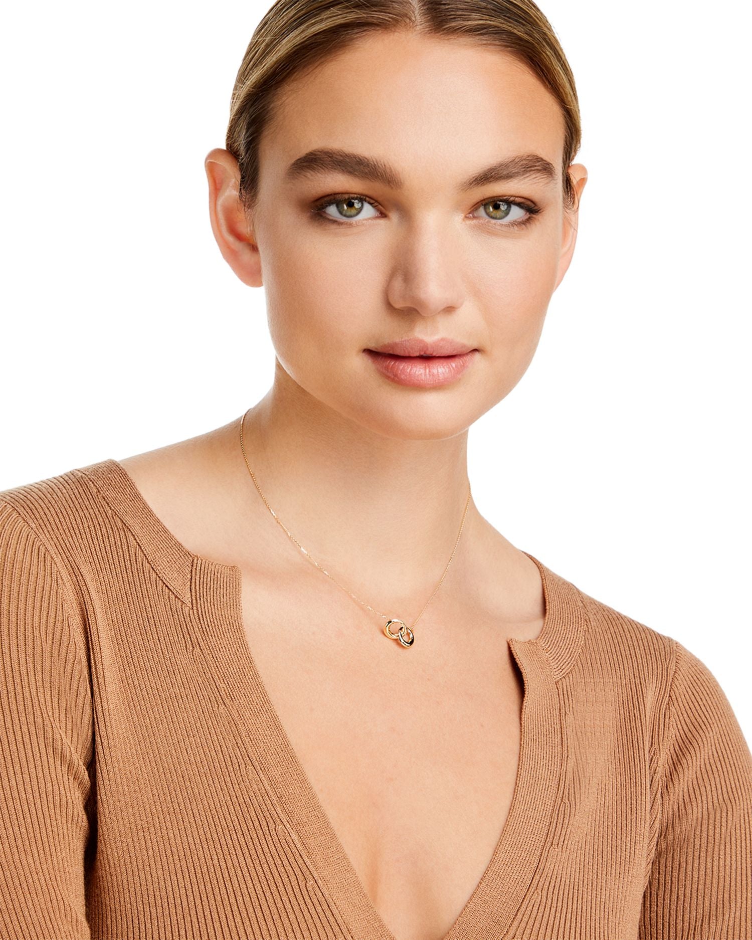 14K Yellow Gold Double Interlocked Circle Chain Necklace, 17' - Exclusive