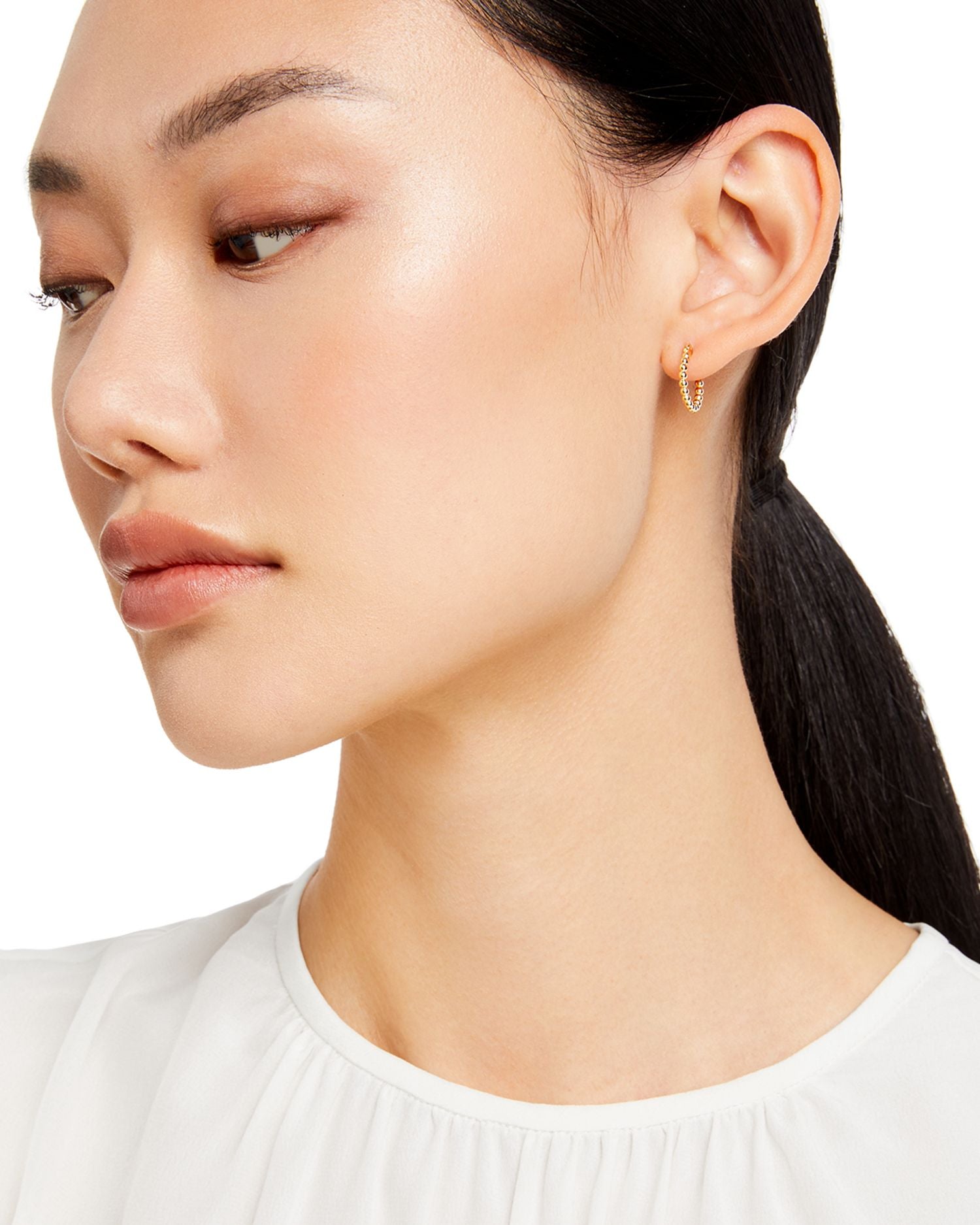 Beaded Hoop Earrings in 14K Yellow Gold - Exclusive