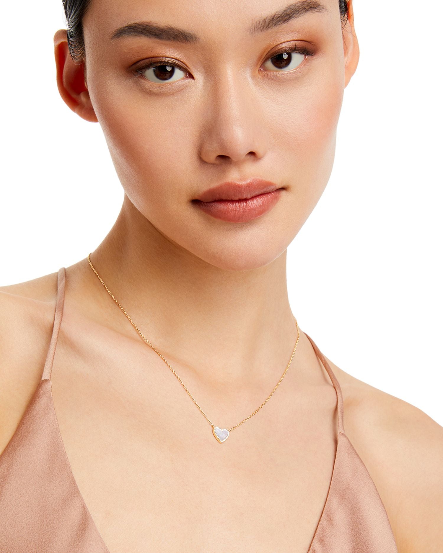 14K Yellow Gold Kate Stone Heart & Diamond Necklace Collection