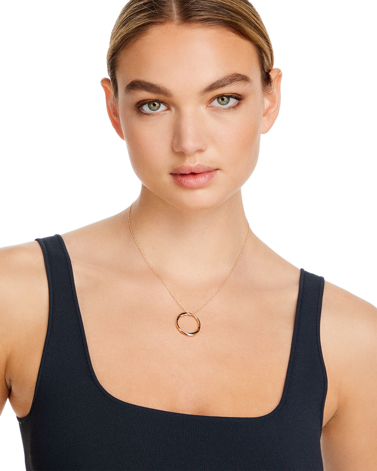 14K Yellow Gold Twisted Ring Pendant Necklace, 18' - Exclusive