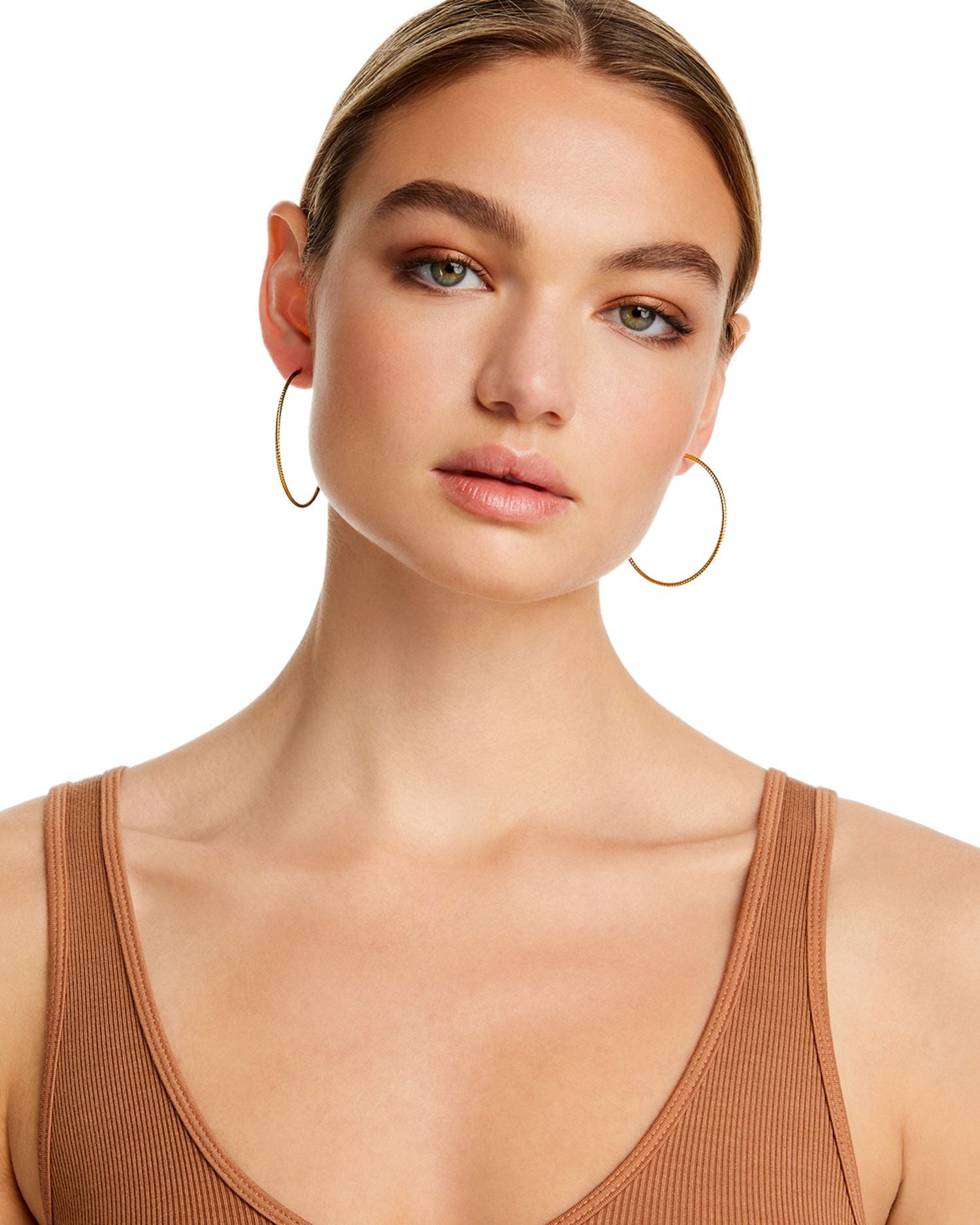 14K Yellow Gold Twisted Endless Hoop Earrings - Exclusive