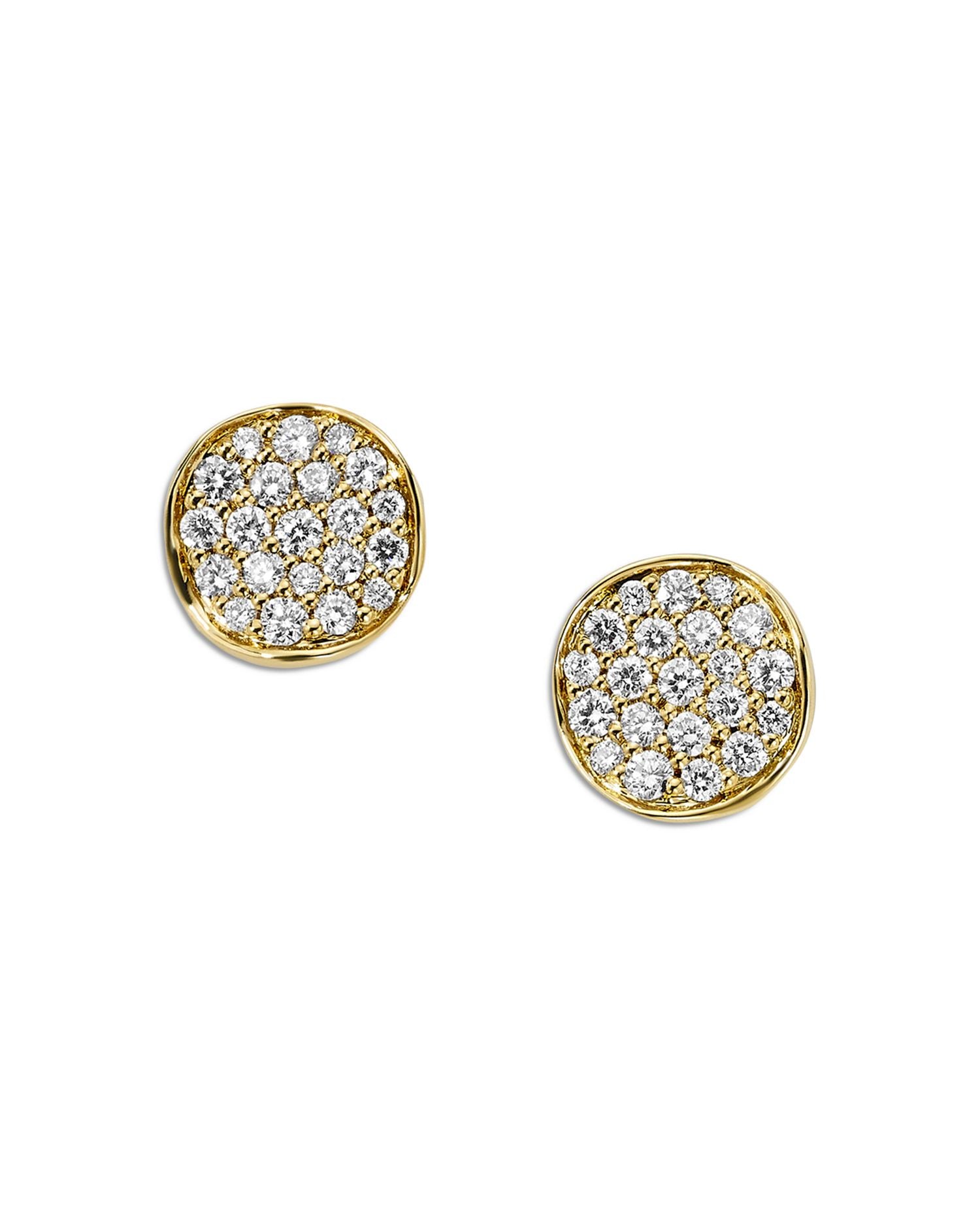 18K Yellow Gold Stardust Diamond Pavé Disc Stud Earrings