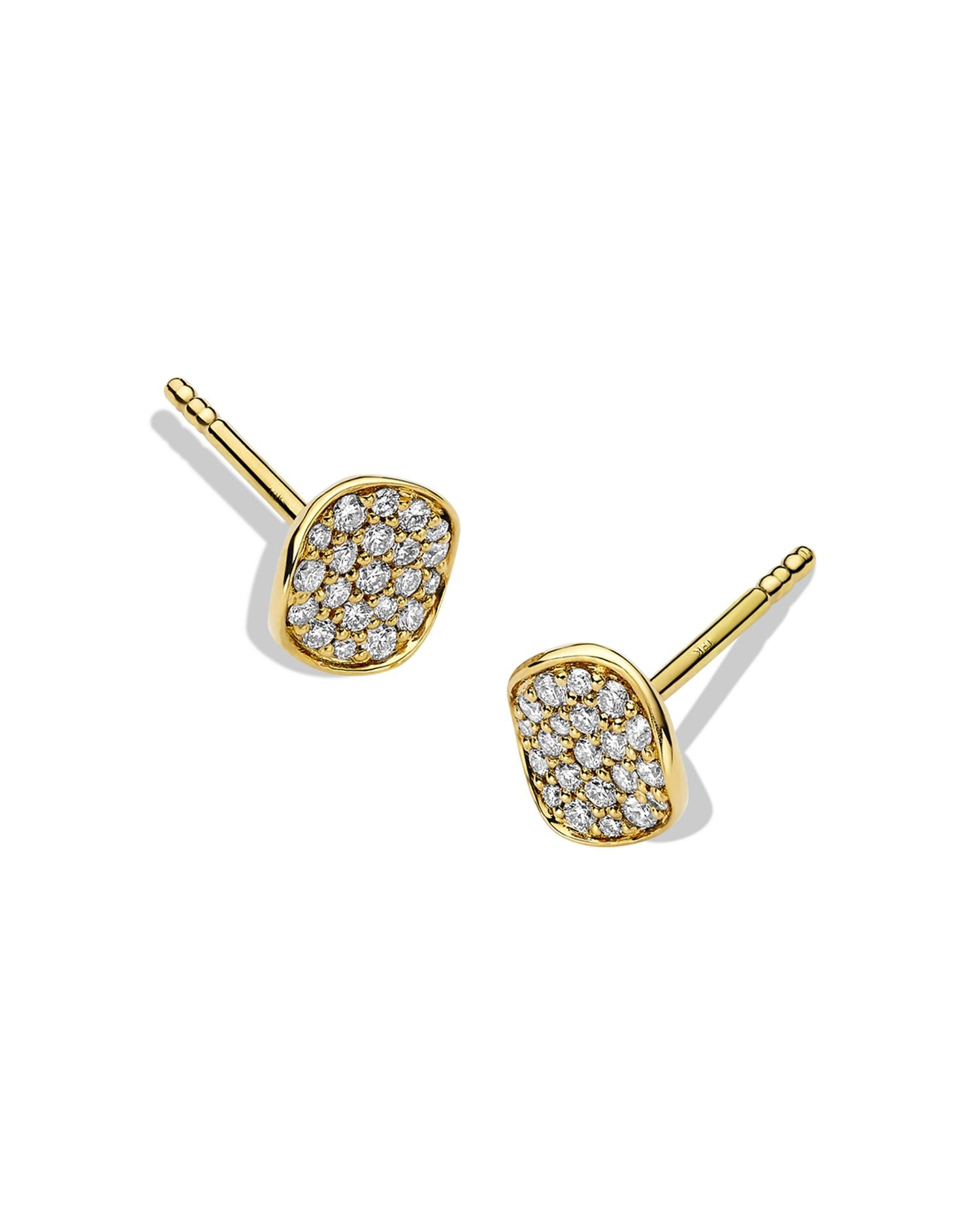 18K Yellow Gold Stardust Diamond Pavé Disc Stud Earrings