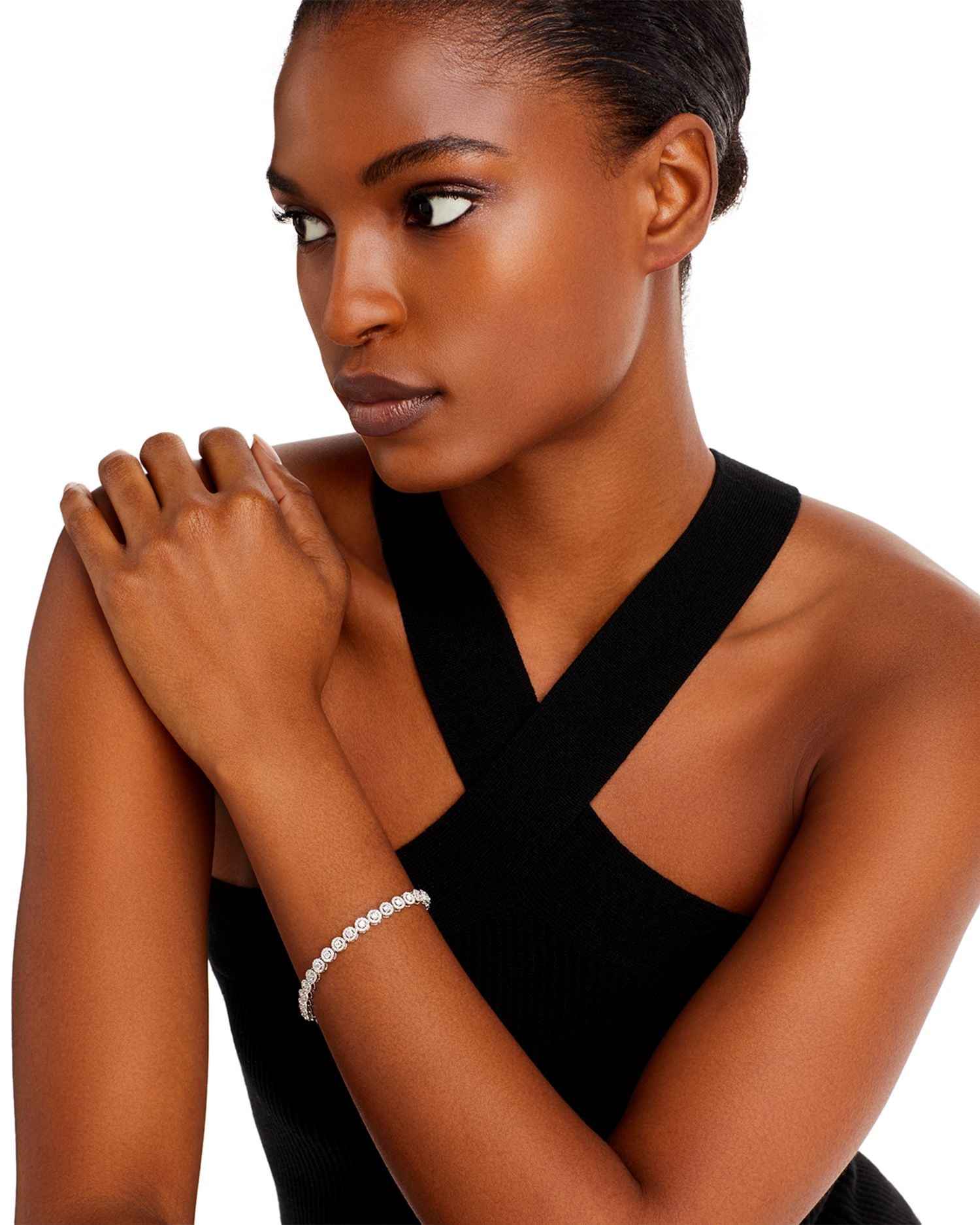 Diamond Halo Tennis Bracelet in 14K White Gold, 4.0 ct. t.w. - Exclusive