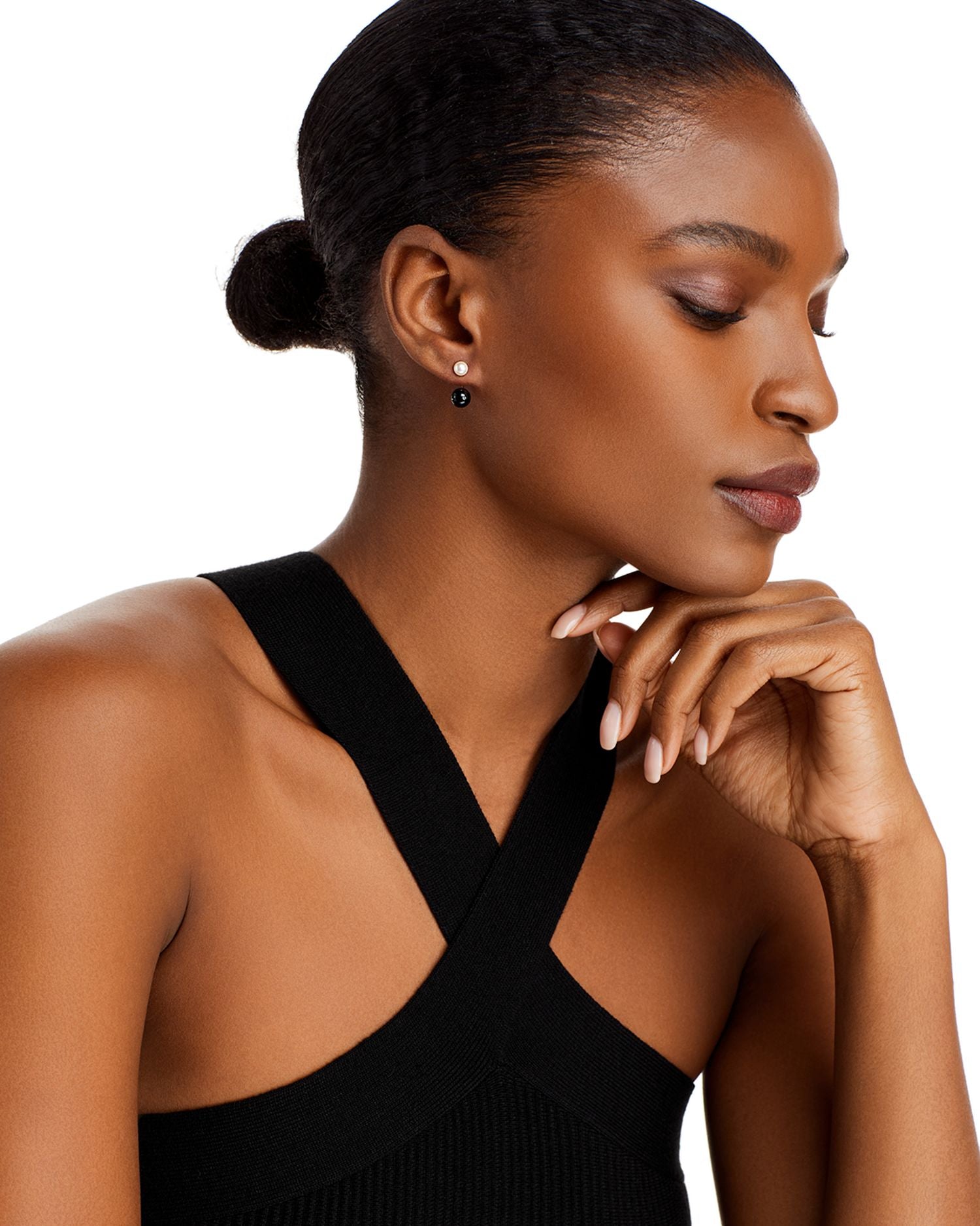 Onyx & Cultured Freshwater Pearl Front-to-Back Drop Earrings in 14K Yellow Gold - Exclusive