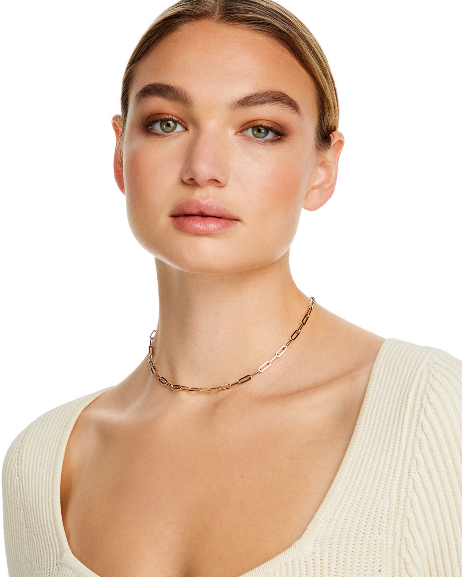 Paperclip Link Chain Necklace in 14K Yellow Gold, 16' - Exclusive