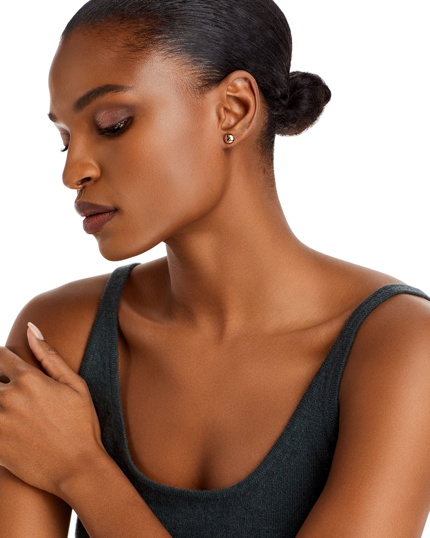 14K Yellow Gold Flat Ball Stud Earrings - Exclusive