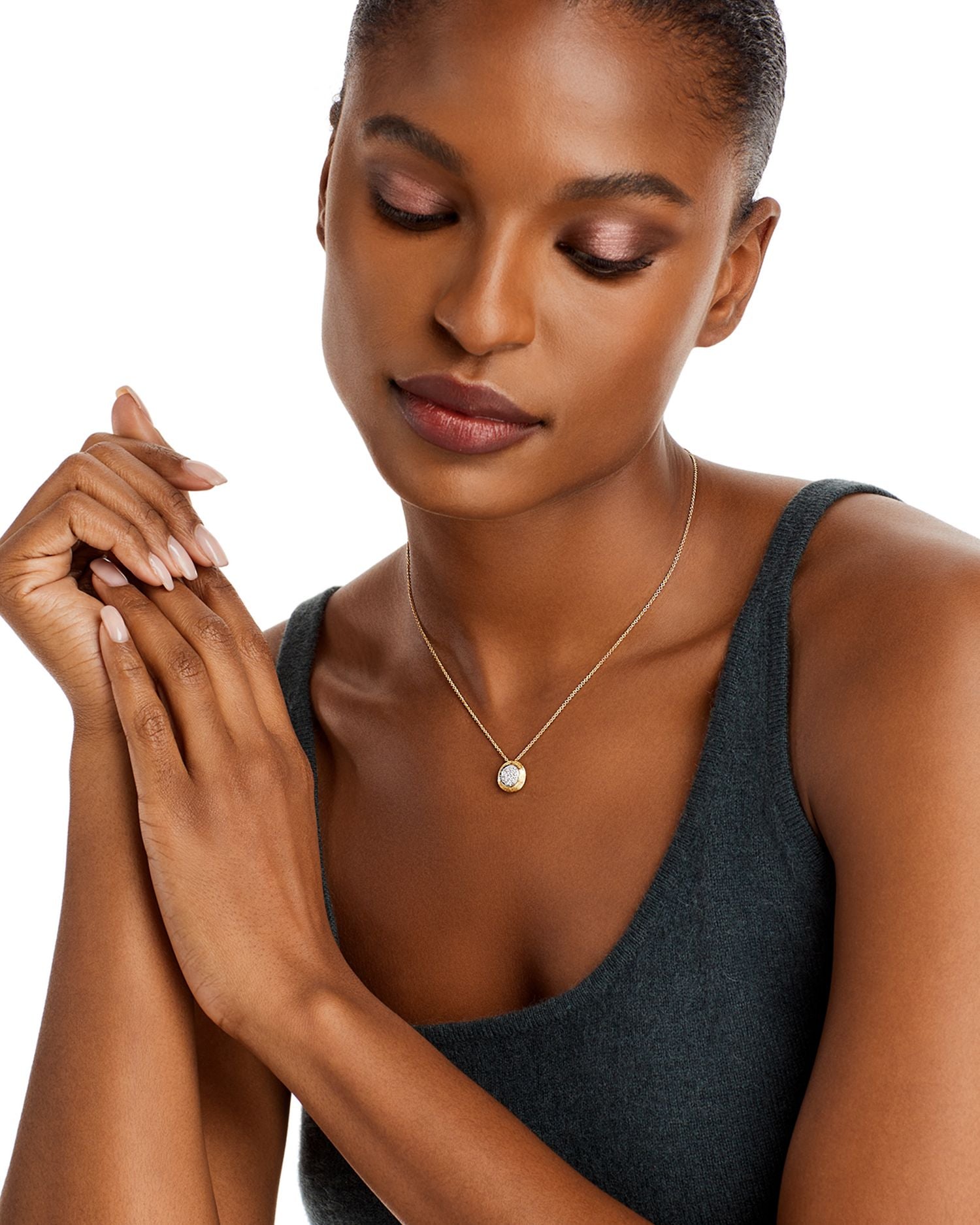 18K Yellow Gold Delicati Pendant Necklace with Diamonds, 16.5'