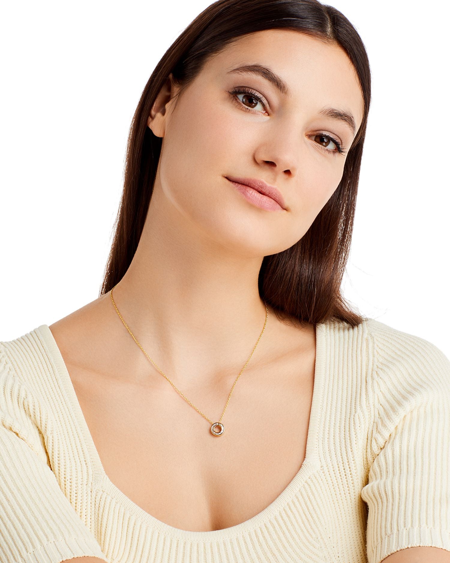 Diamond Gold Circle Pendant Necklace in 14K Yellow, 0.20 ct. t.w. - Exclusive