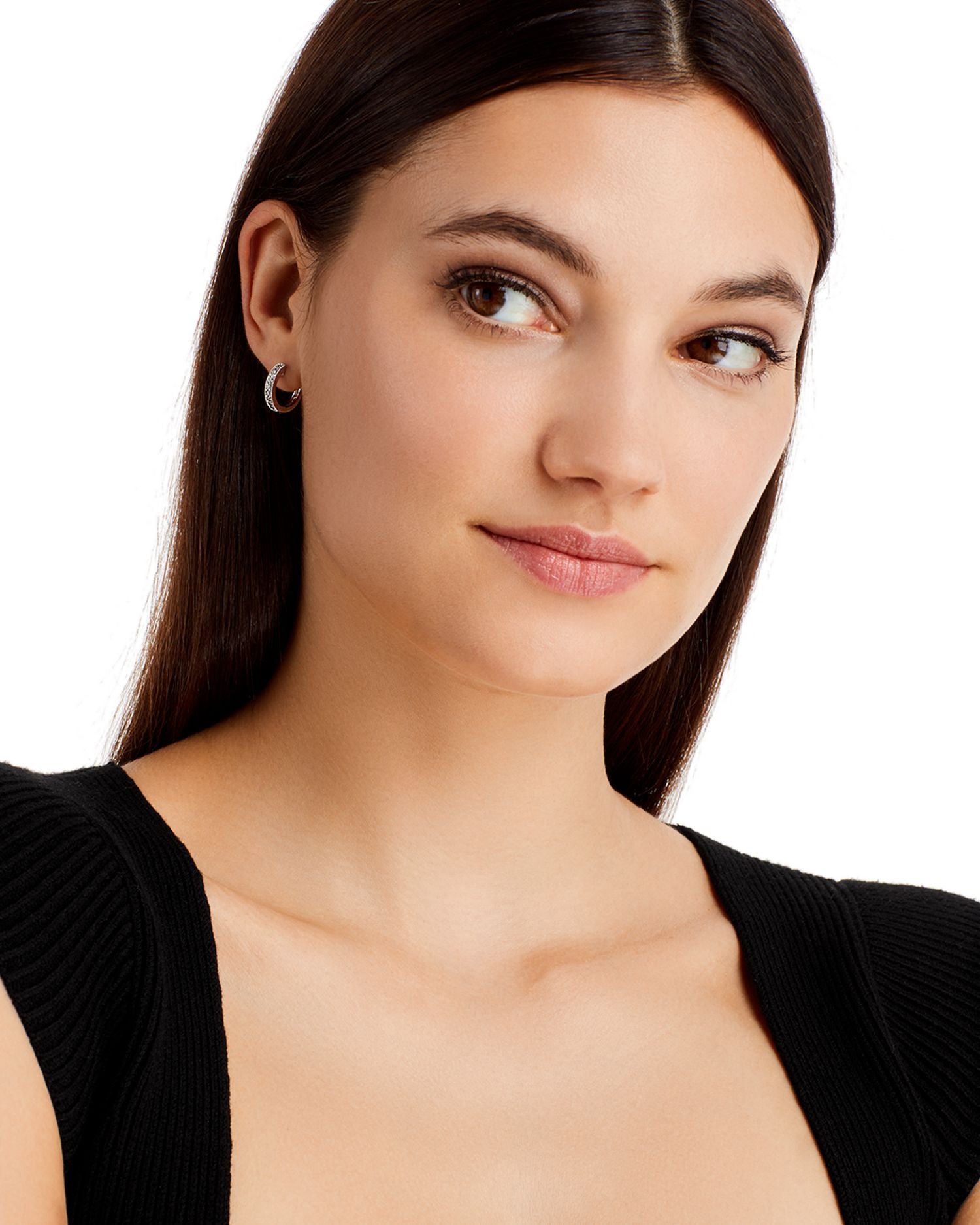 Diamond Bezel Set Huggie Hoop Earrings in 14K White Gold, .30 ct. t.w. - Exclusive