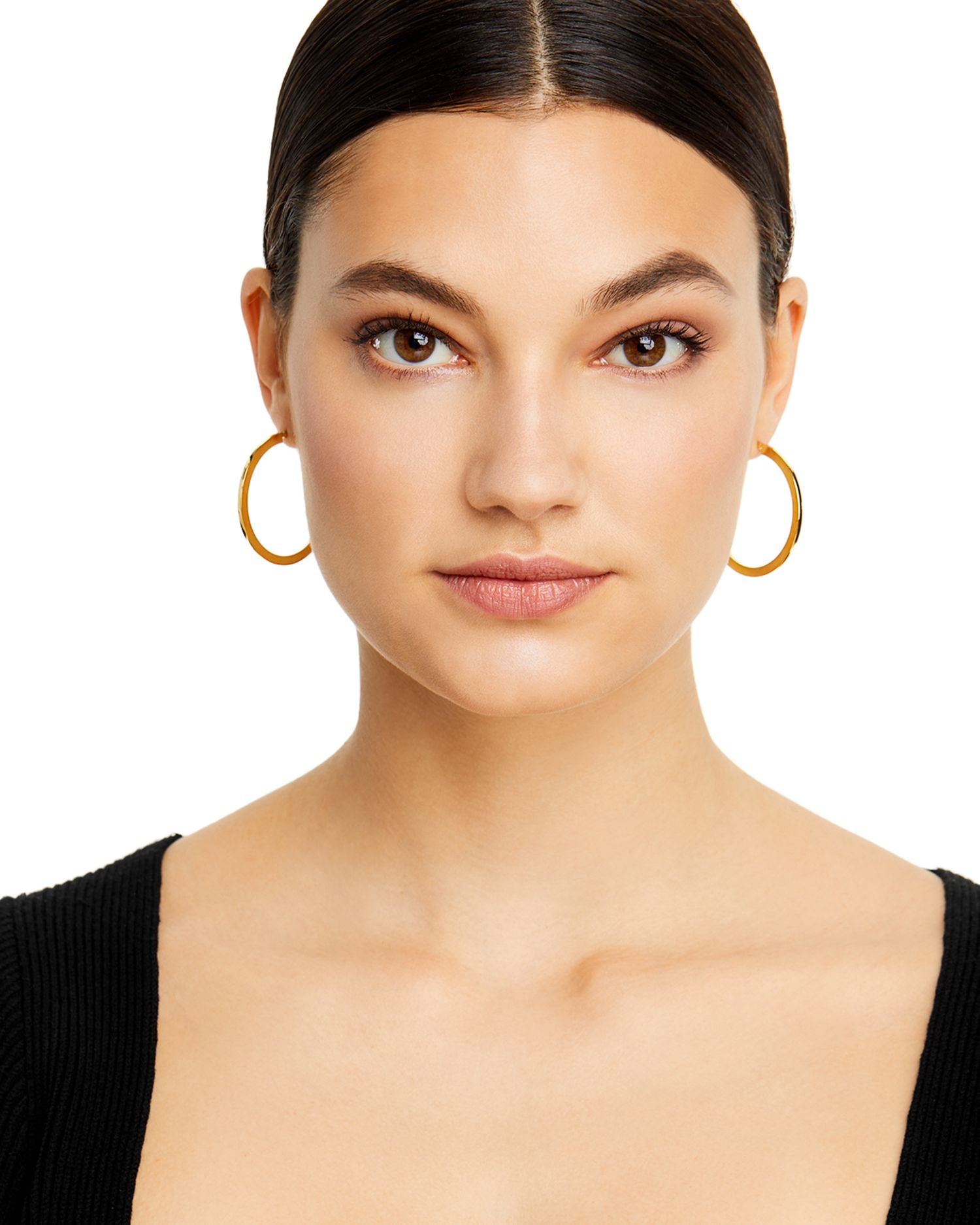 Flattened Hoop Earrings in 14K Yellow Gold - Exclusive