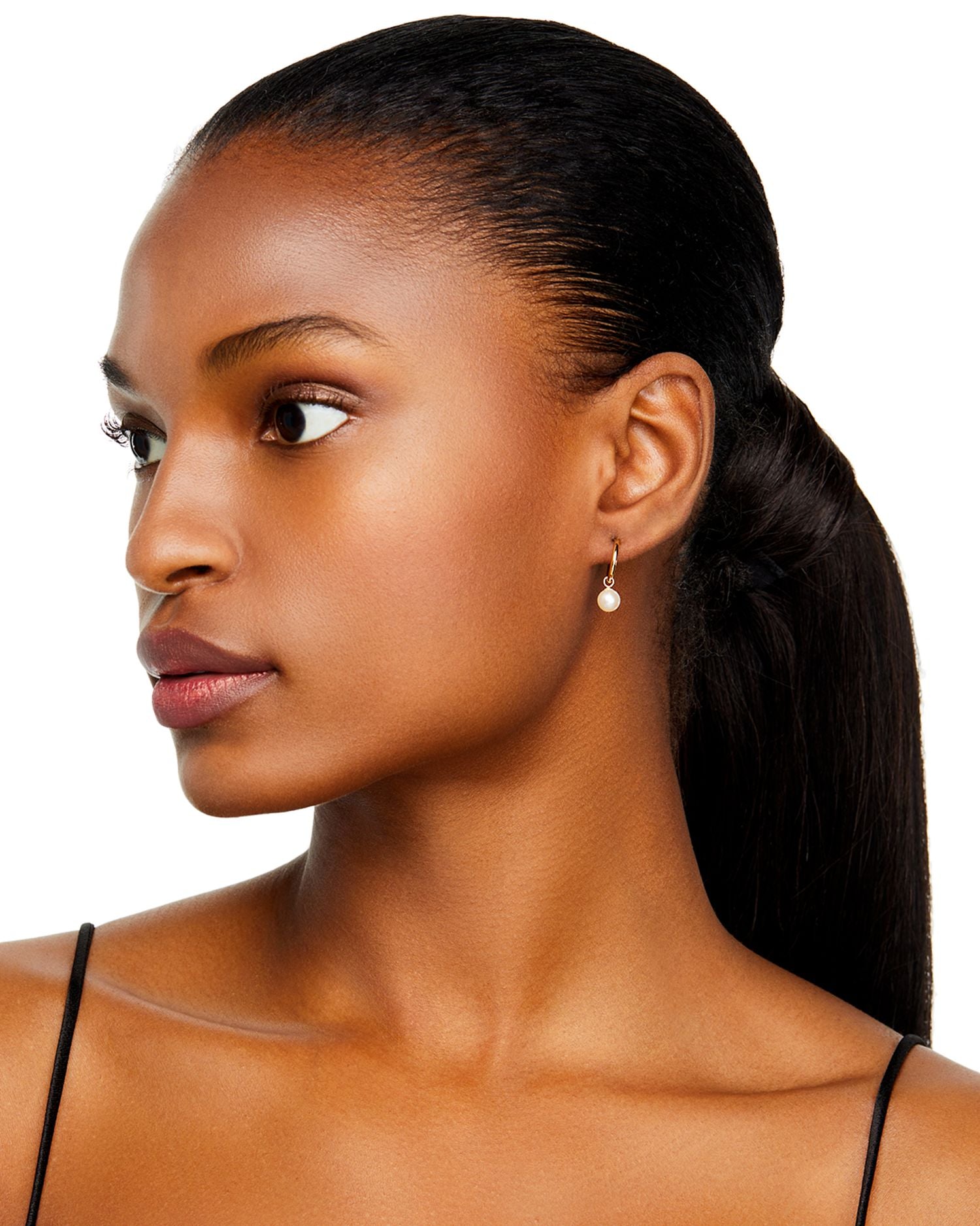 Cultured Freshwater Pearl Huggie Hoop Earrings in 14K Yellow Gold, 6mm - Exclusive